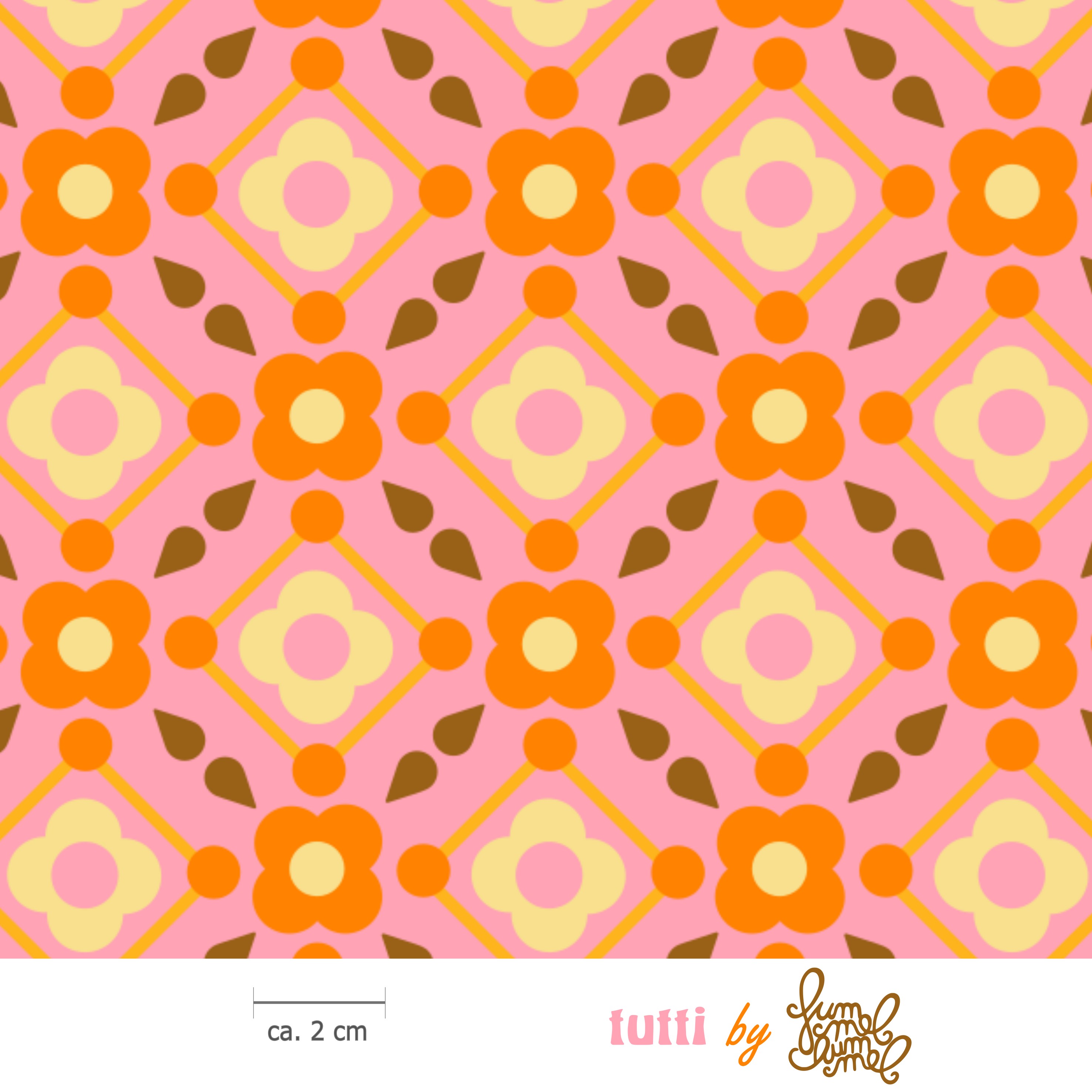 Bio Stoff  -  Tutti Pudding - Fummelhummel, Floral & Blumen, rosa