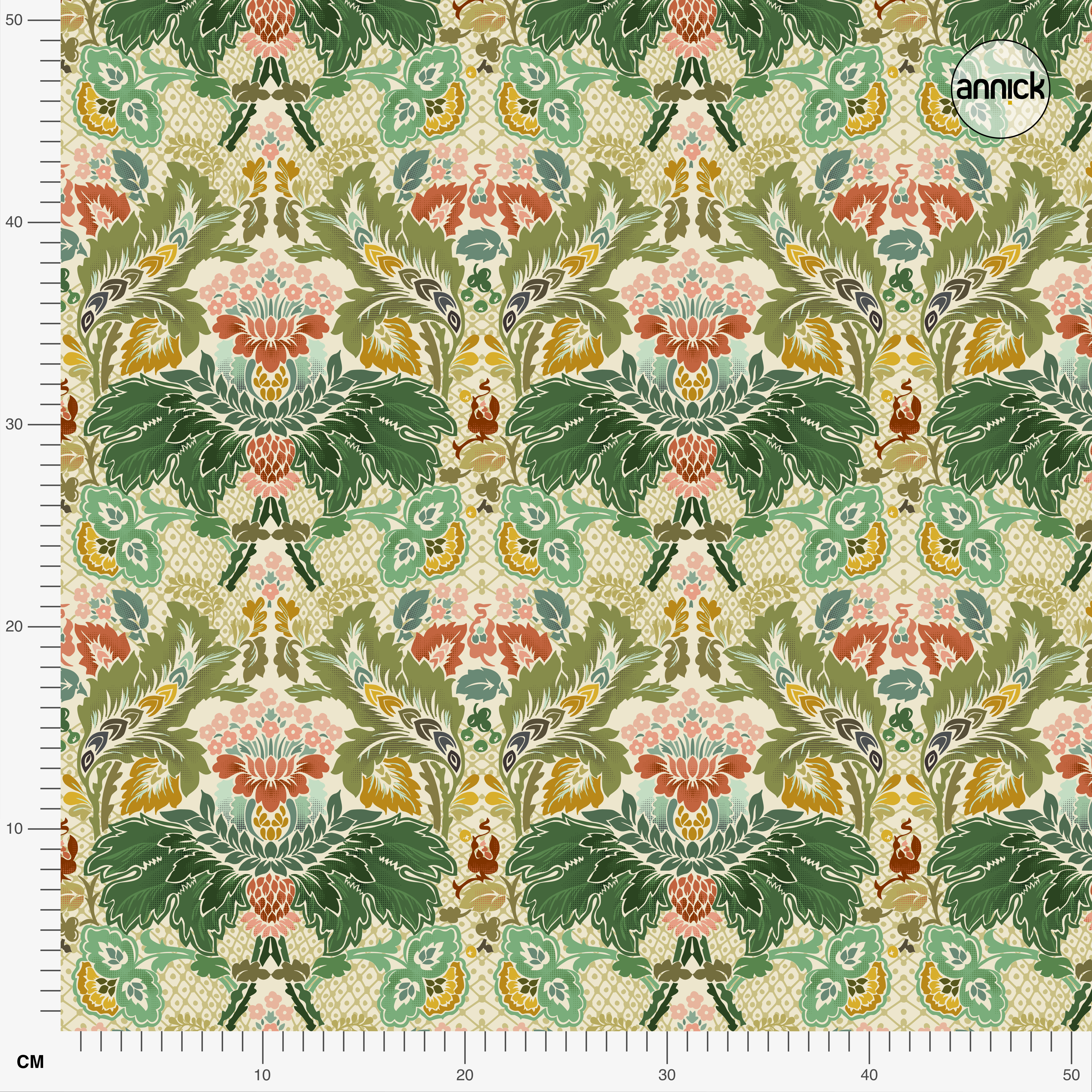 Bio Stoff  -  Victorian Flowers Dark Ivory  