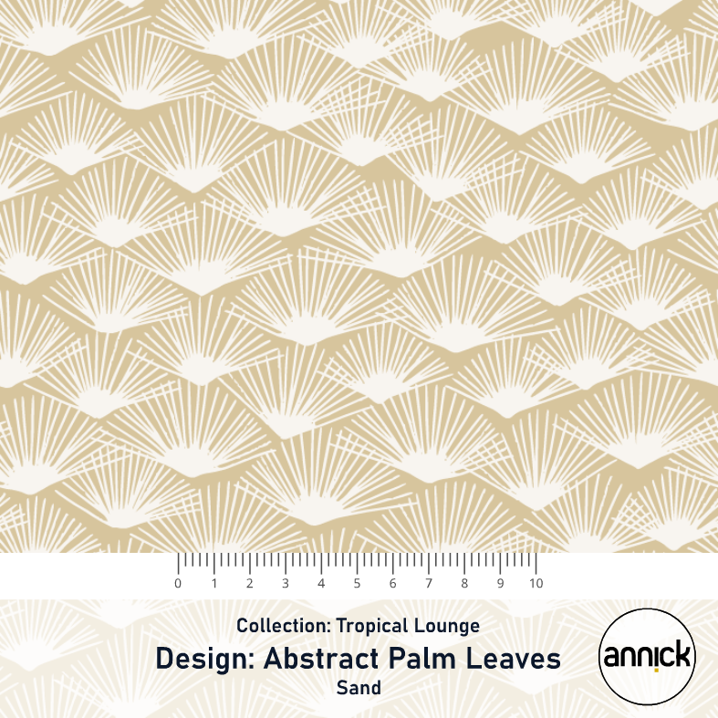 Bio Stoff  - Tropical Lounge Abstract Palm Leaves Sand - Annick, beige, Blätter