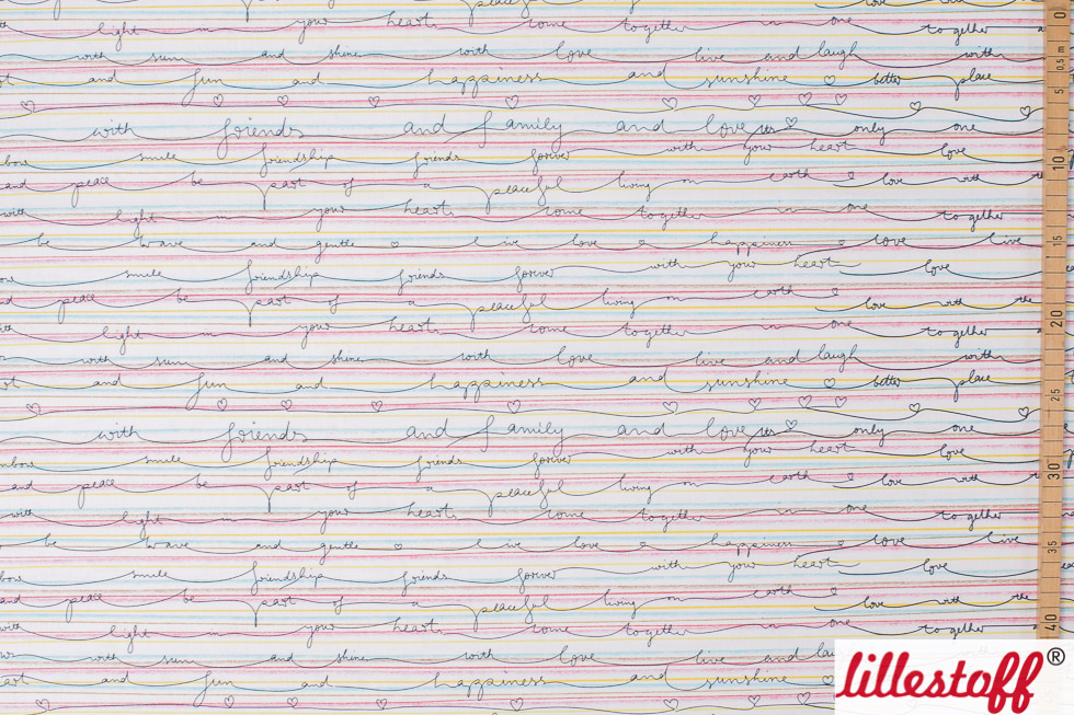 Bio Webware Stoff - Fanny Love - MissPatty, weiß, Streifen, Buchstaben & Zahlen, schwarz, 100% Bio-Baumwolle Bio Webware Stoff - Fanny Love - MissPatty, weiß, Streifen, Buchstaben & Zahlen, schwarz, 100% Bio-Baumwolle