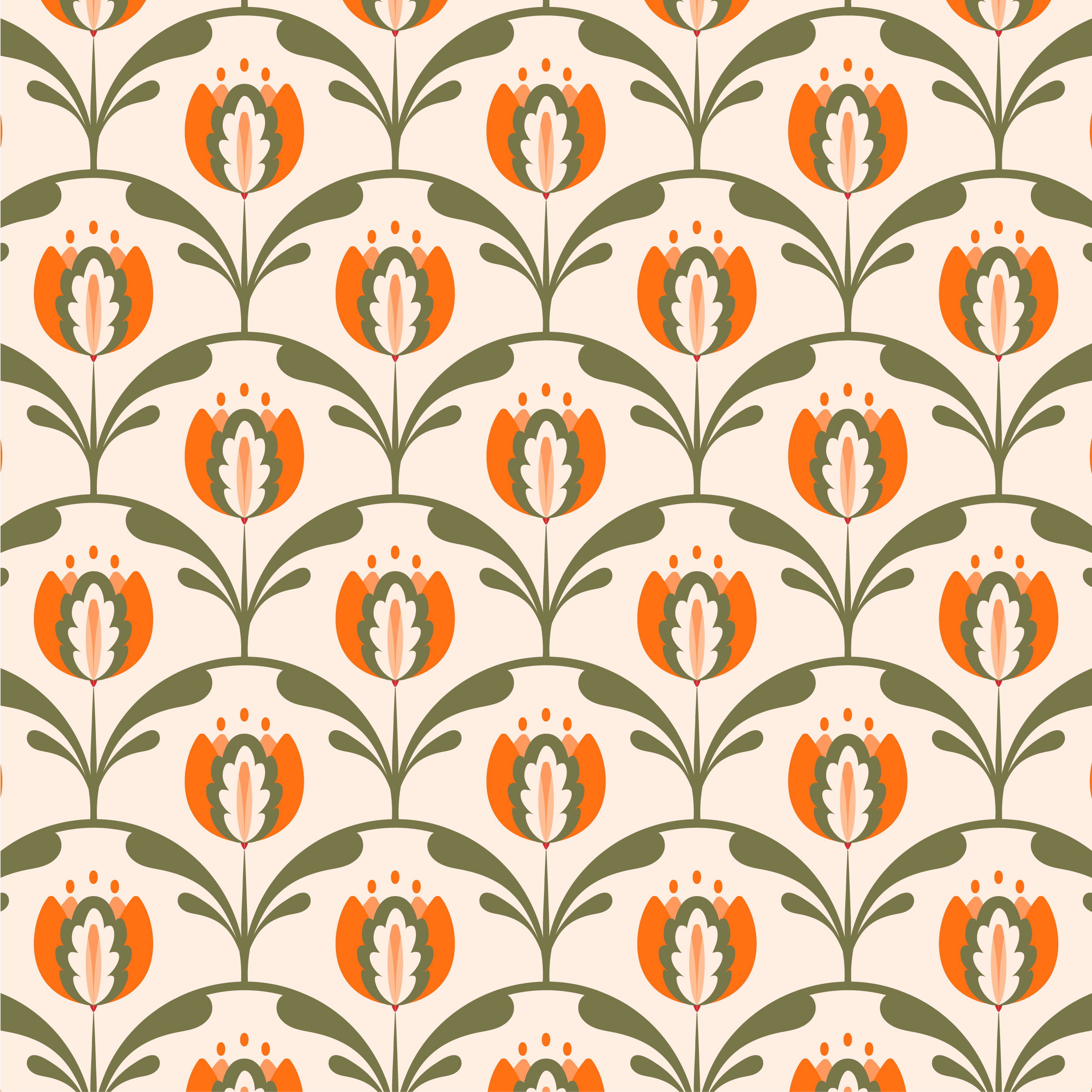 Bio Jersey Stoff  -  Tulip  - EviRoiderDesign, orange, Frühling, Floral & Blumen, Breite 150 cm