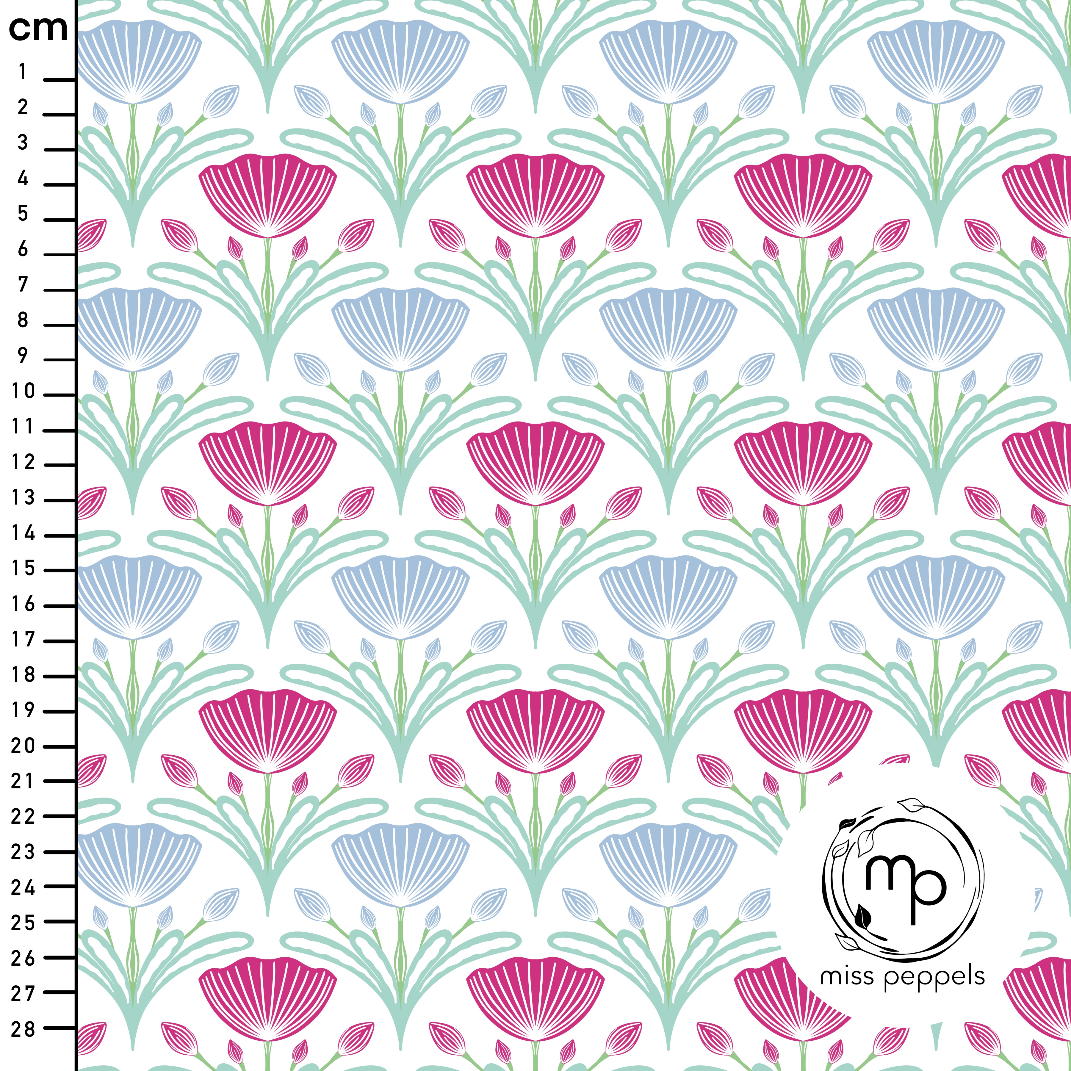 Bio Stoff  - Tulpen A Groß - misspeppels, weiß, Floral & Blumen