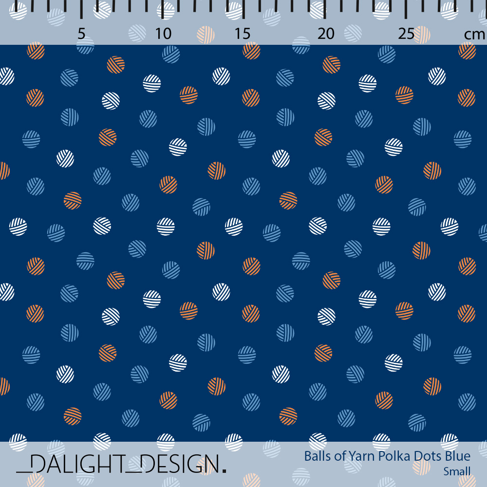 Bio Stoff  - Balls Of Yarn Polka Dots Blue Small - DalightDesign, Gegenstände, blau