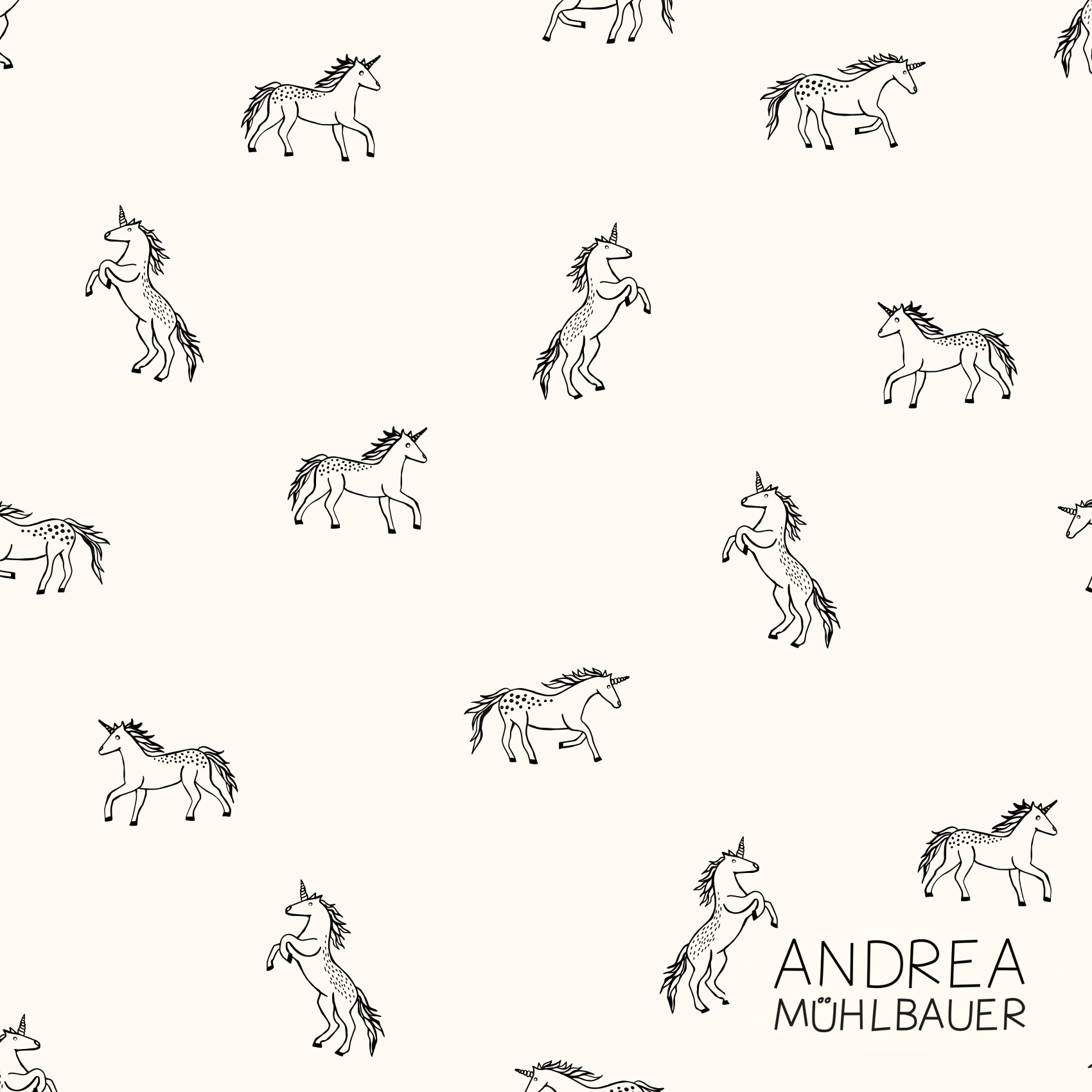 Bio Summersweat Stoff - Einhörner Outlines - AndreaMuehlbauer, Tiere, Fantasy, creme, Breite 150 cm Bio Summersweat Stoff - Einhörner Outlines - AndreaMuehlbauer, Tiere, Fantasy, creme, Breite 150 cm