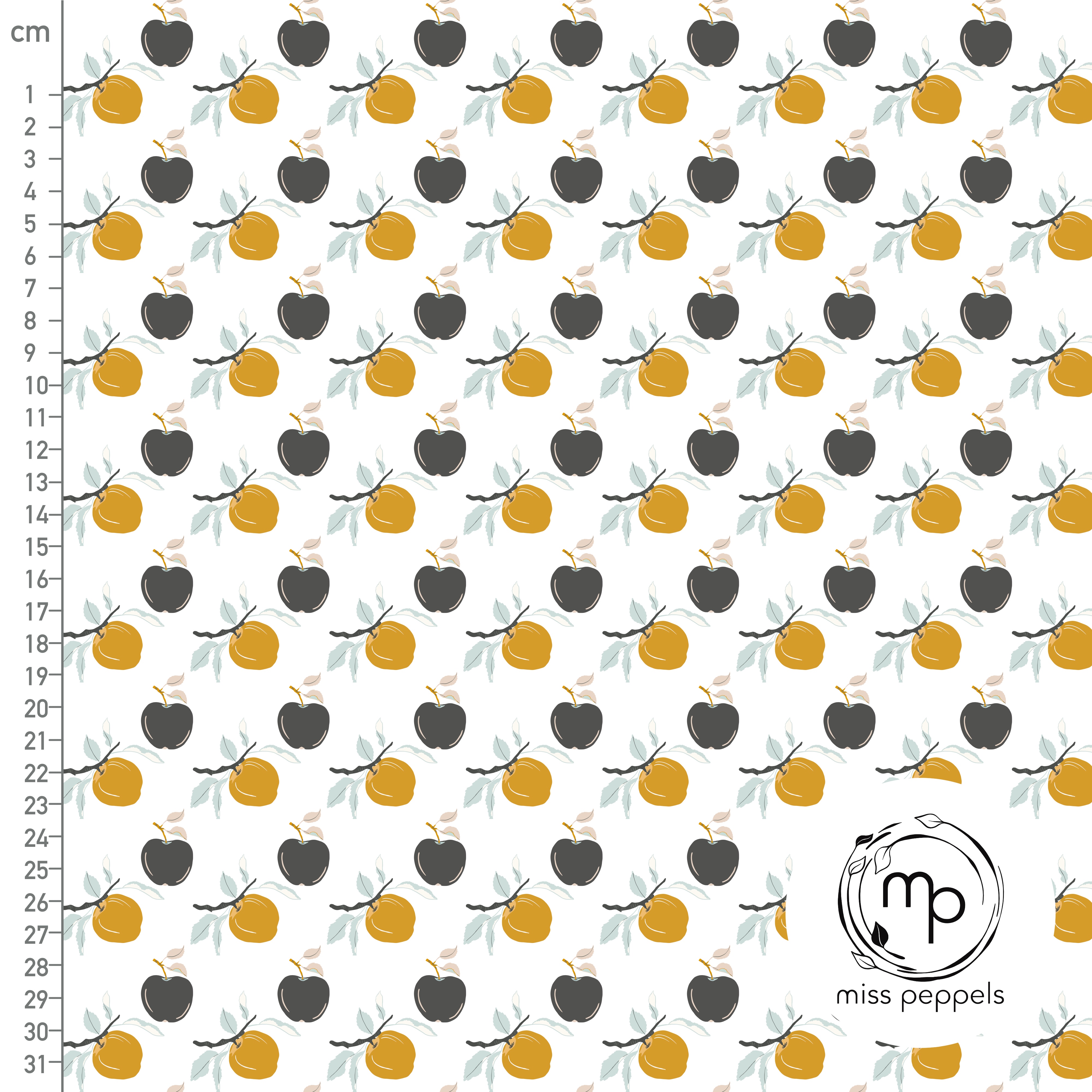Bio Stoff - Apfel Reihe Weiss von misspeppels in orange und schwarz