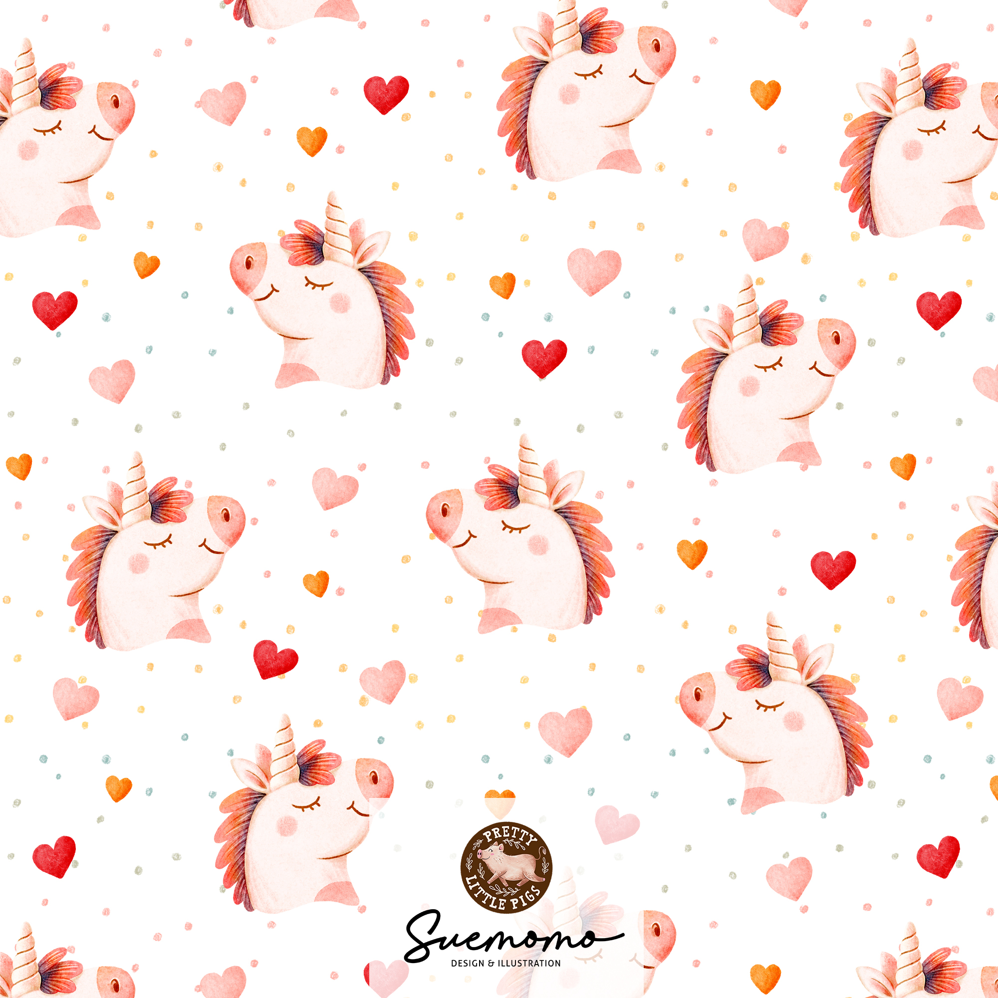 Bio Canvas Stoff  -  Summer Fun Einhornliebe  - PrettyLittlePigs, Tiere, Sommer, Fantasy, weiß, 100% Bio-Baumwolle