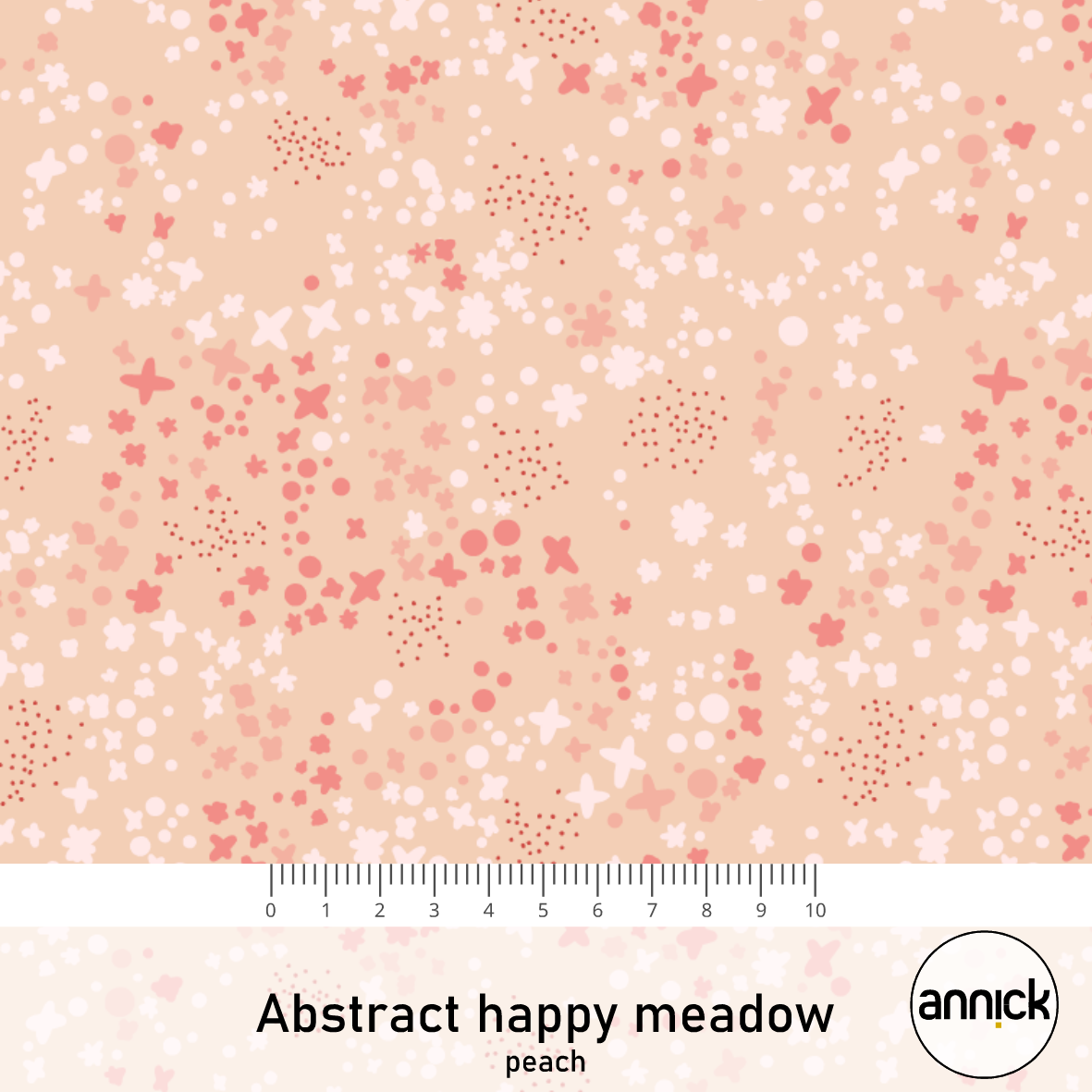 Bio Summersweat Stoff  -  Abstract Happy Meadow Peach - Annick, rosa, Floral & Blumen Breite 150 cm