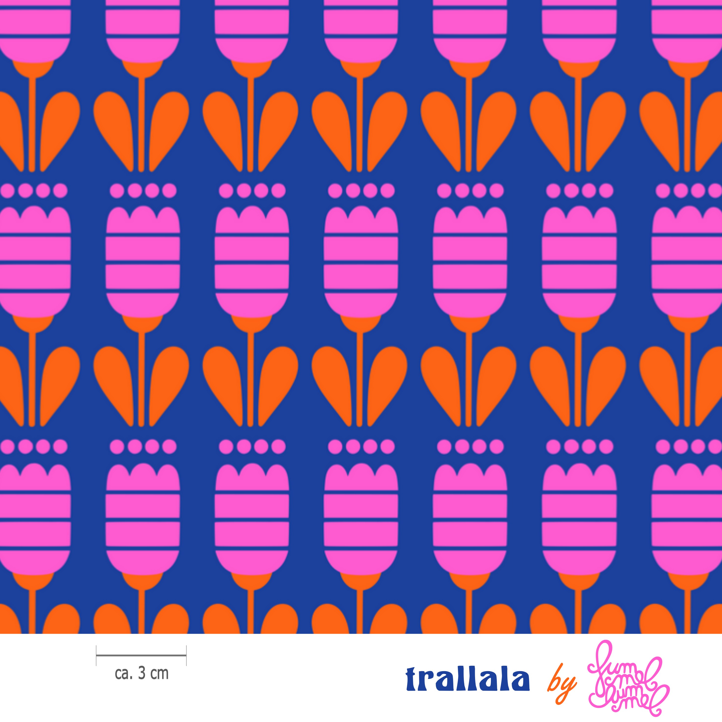 Bio Stoff  - Trallala Blau - Fummelhummel, bunt, Floral & Blumen
