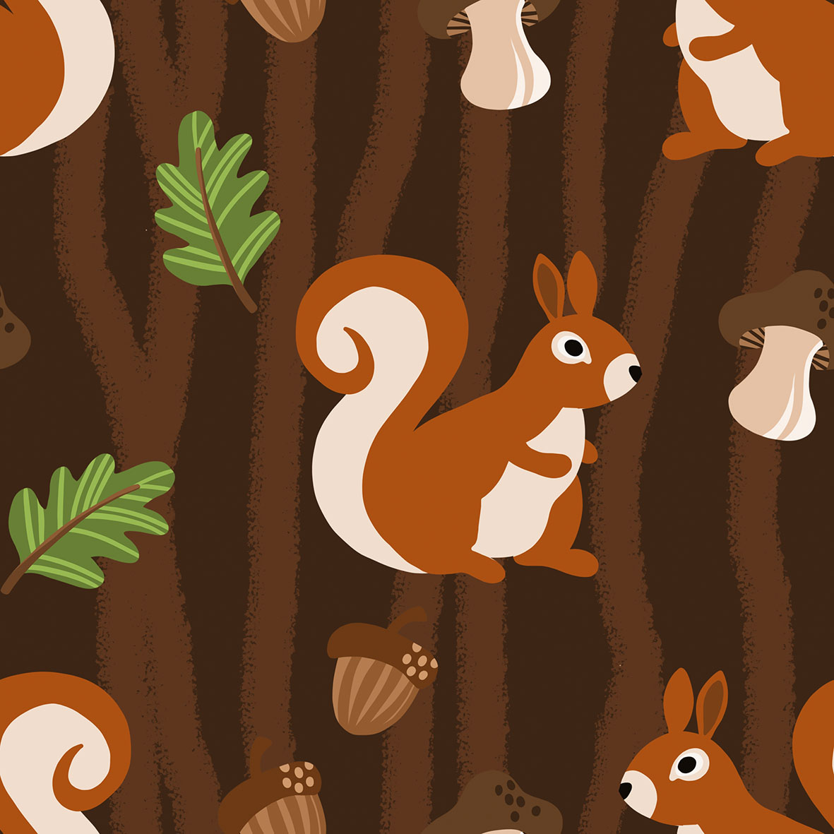 Bio Webware Stoff - Mr. Squirrel - Enemenemeins, Wald, Streifen, Tiere, braun, 100% Bio-Baumwolle Bio Webware Stoff - Mr. Squirrel - Enemenemeins, Wald, Streifen, Tiere, braun, 100% Bio-Baumwolle