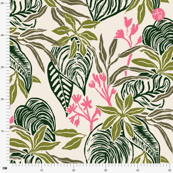 Bio Stoff - Botanical Linocut Study bunt