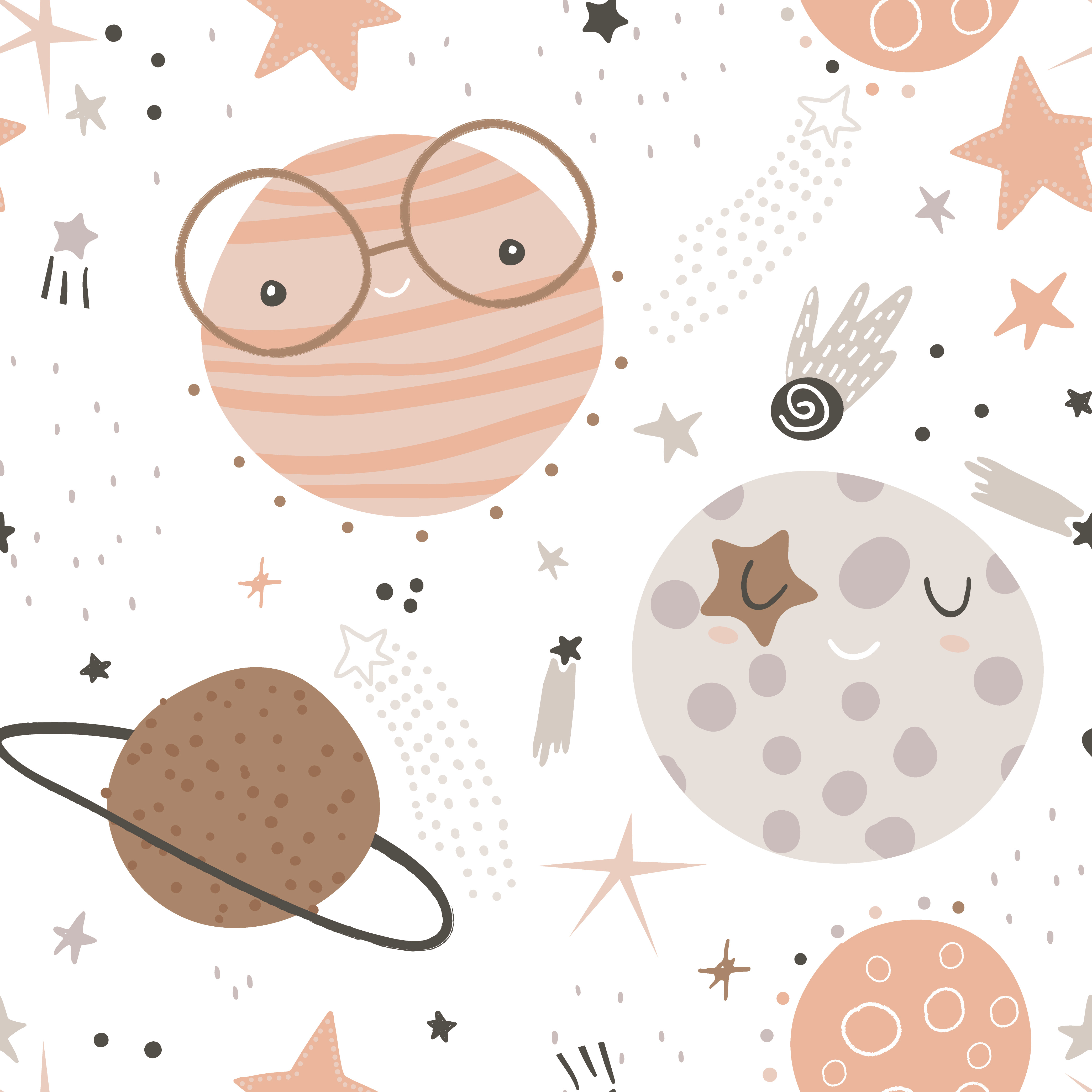 Bio Stoff  -  Fantastic Universe  - LilleSelection, weiß, Weltraum, rosa