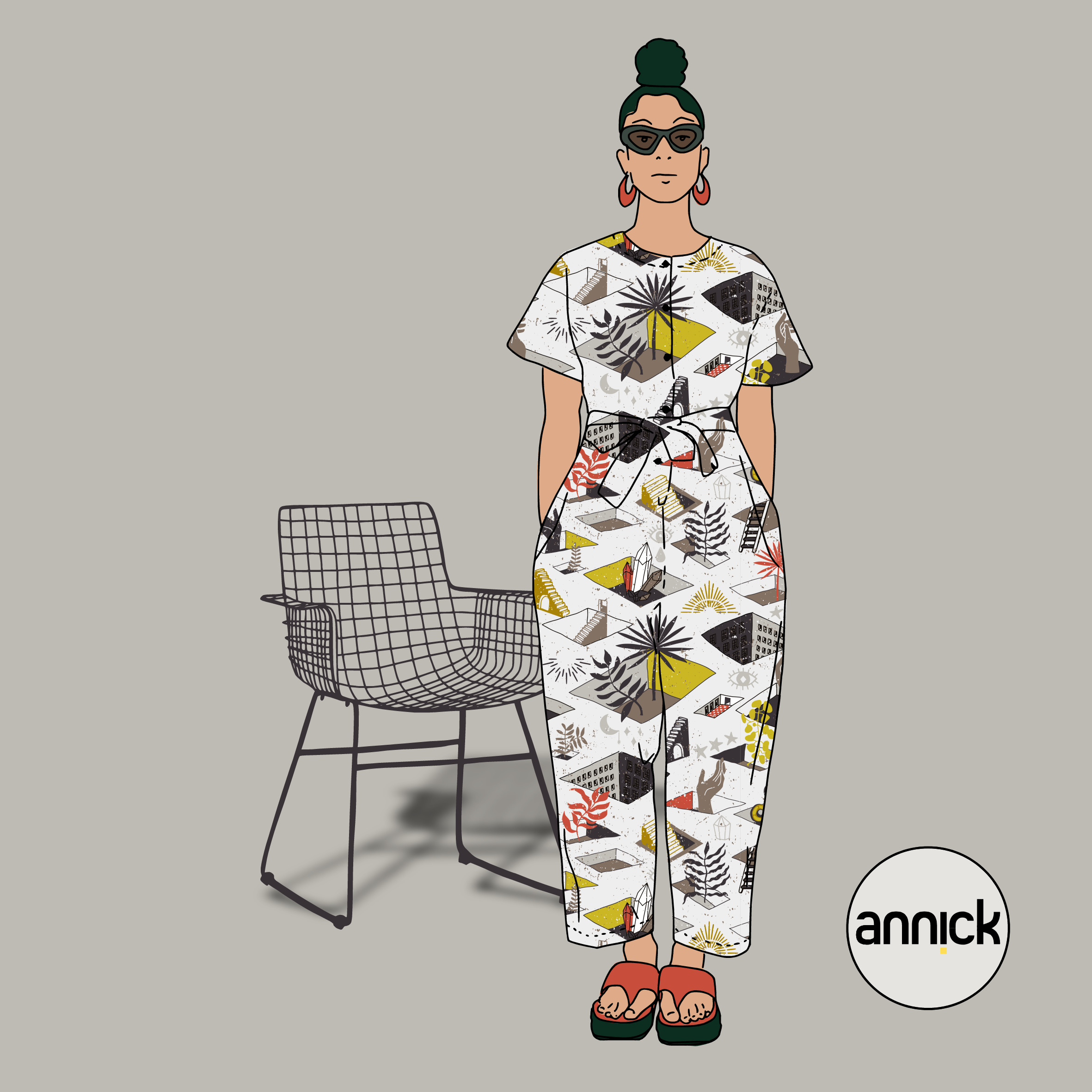 Bio Webware Stoff - Mysterious Tattoos - Annick, bunt, weiß, 100% Bio-Baumwolle Bio Webware Stoff - Mysterious Tattoos - Annick, bunt, weiß, 100% Bio-Baumwolle