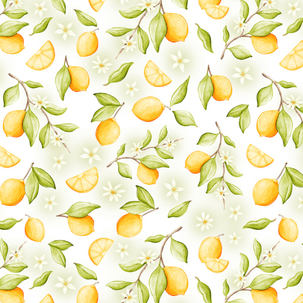 Organic fabric  -  Sommertage in Italien Zitronen white