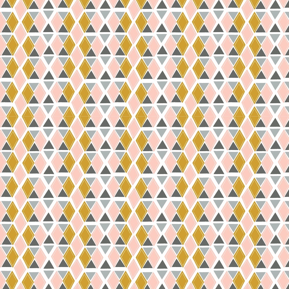 Bio Stoff  -  Kitty Geometrics  - LilleSelection, Ornamente, grau, rosa, senf