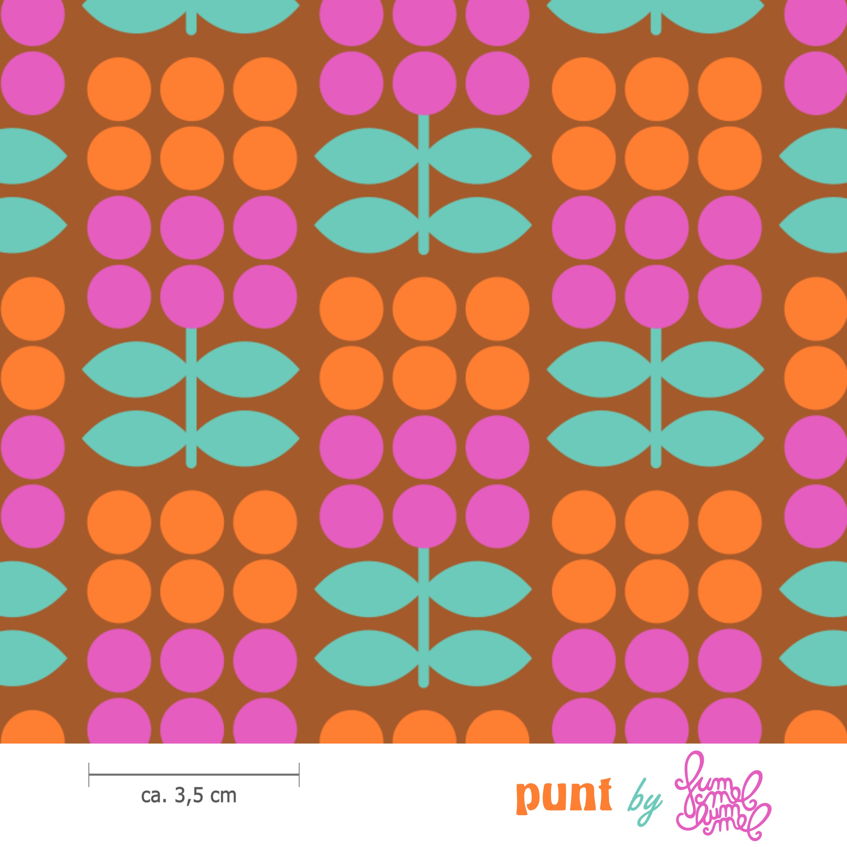 Bio Stoff  - Punt Caramel - Fummelhummel, braun, Floral & Blumen