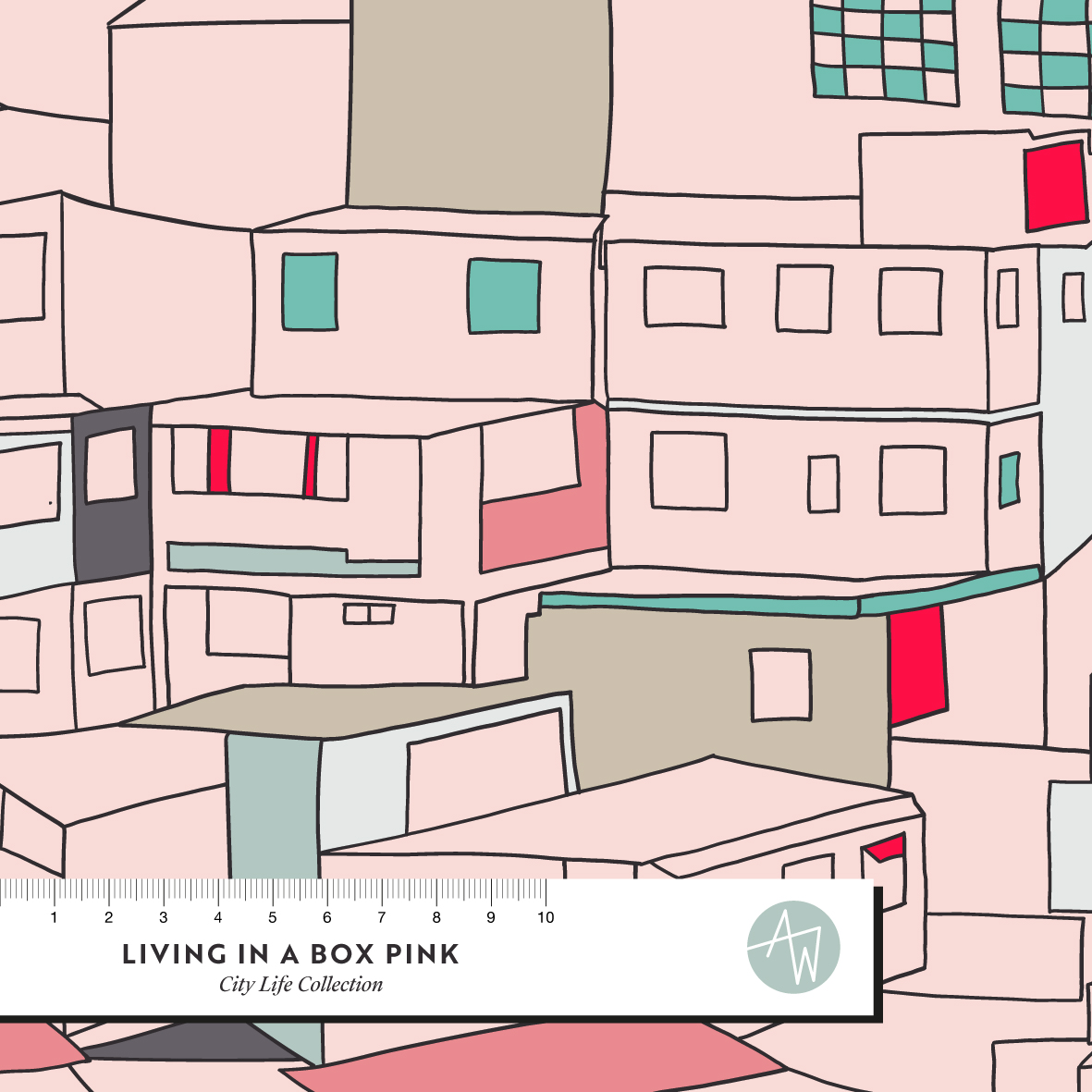 Bio Stoff  - Living in a Box Pink - AlexandraWeise, rosa, Abstrakt