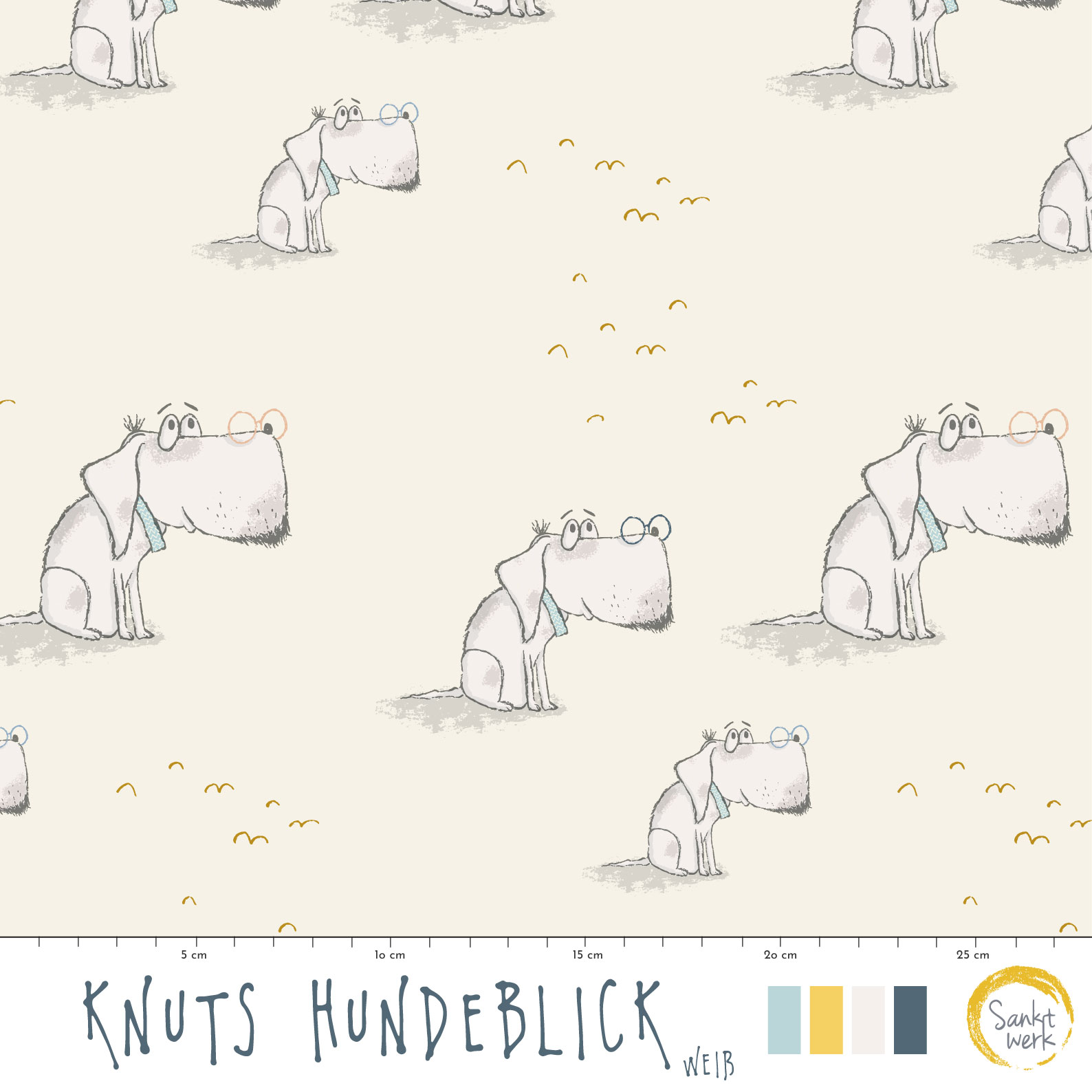 Bio Stoff - Knuts Hundeblick Weiss von Sanktwerk in weiß