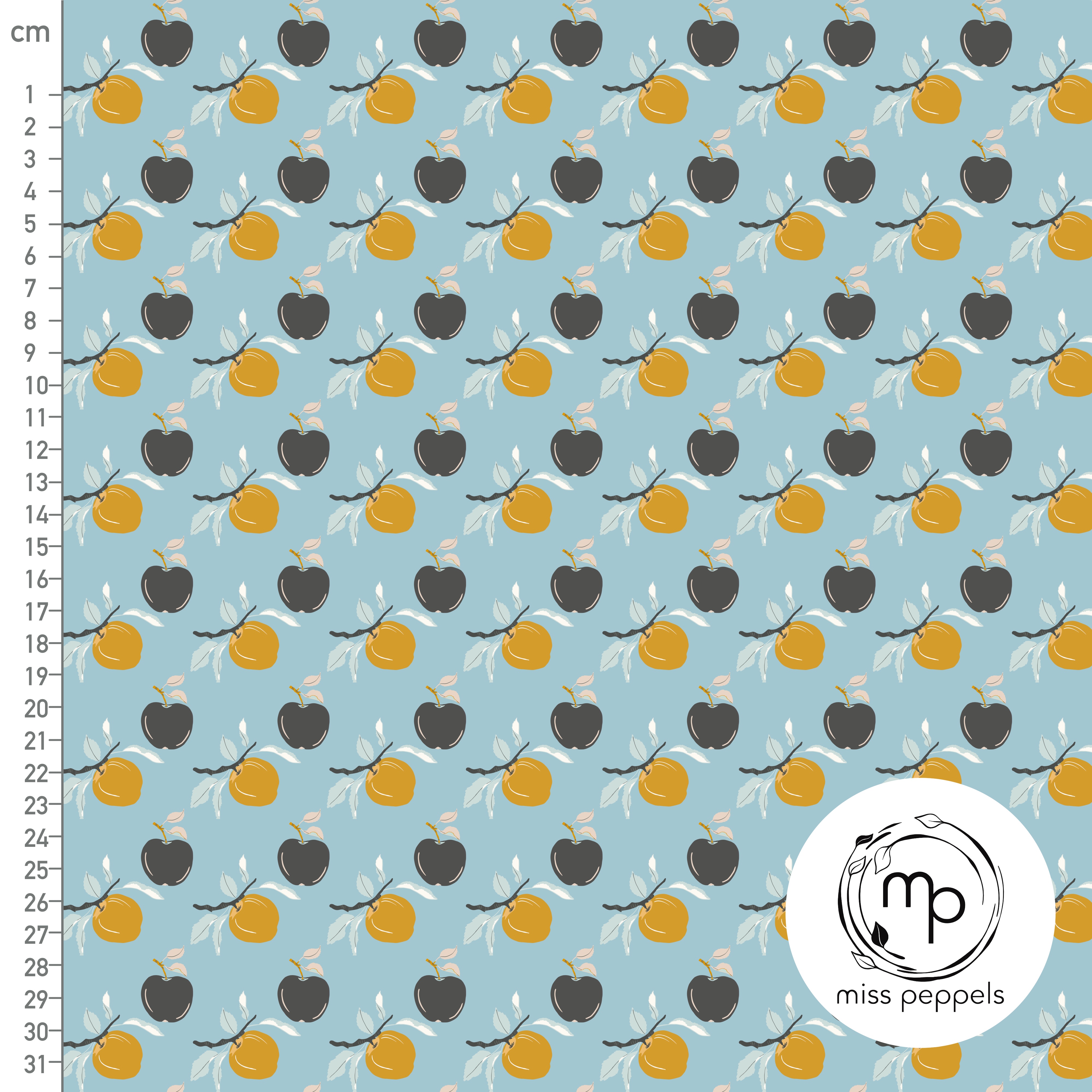 Bio Stoff - Apfel Reihe Blau von misspeppels in blau