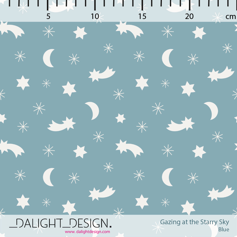 Bio Stoff  - Gazing at the Starry Sky Blue - DalightDesign, Sterne, petrol