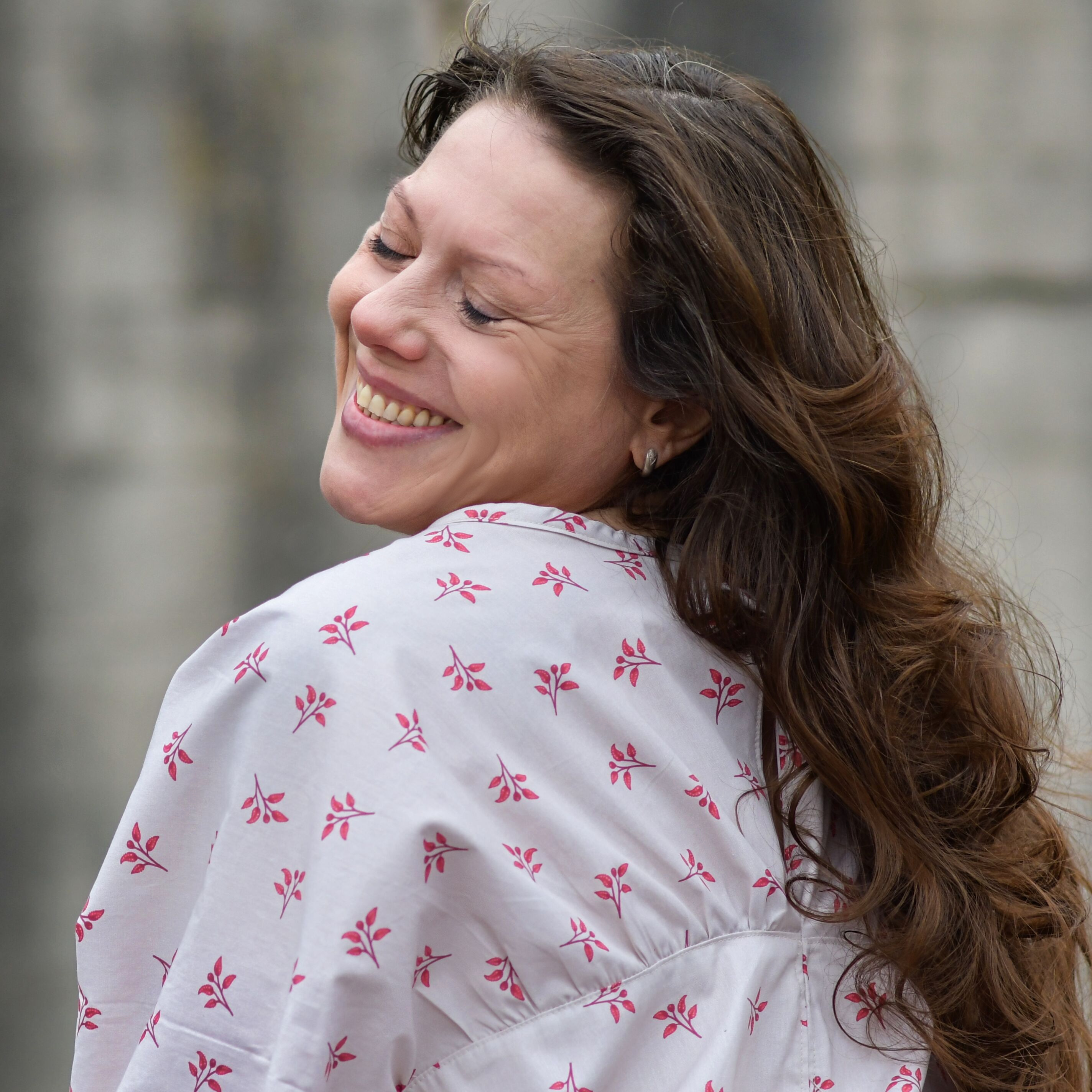 Organic Fabric  - Paisley Garden Small Flowers red