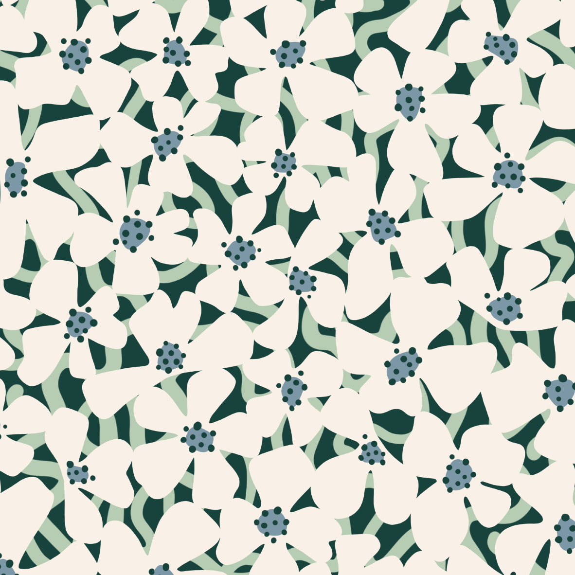 Organic fabric  - Küstenatelier Blumenmeer blue