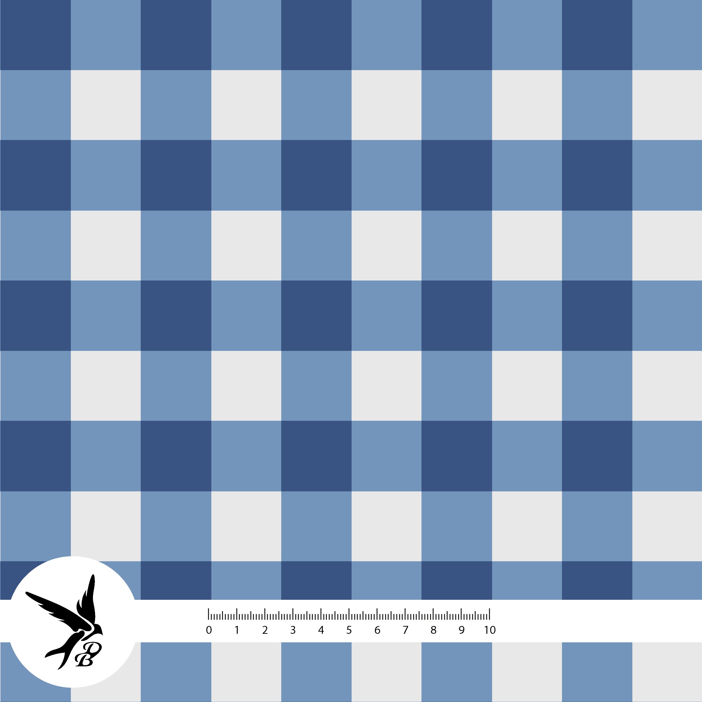 Bio Stoff - Button Loop Karo Blau von Daniela Bonn in blau