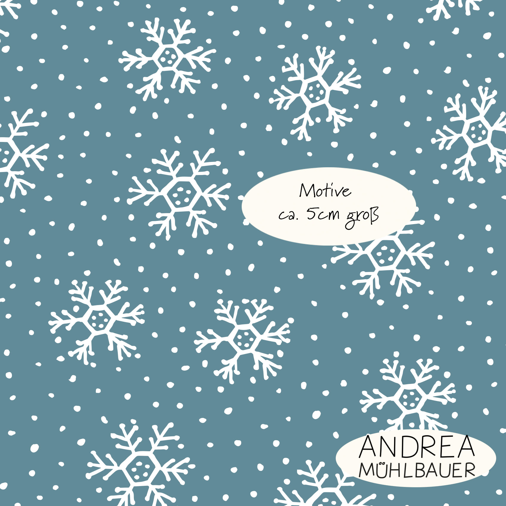 Bio Webware Stoff - Winterflocken Smokey Sky Blue - AndreaMuehlbauer, Winter, petrol, 100% Bio-Baumwolle Bio Webware Stoff - Winterflocken Smokey Sky Blue - AndreaMuehlbauer, Winter, petrol, 100% Bio-Baumwolle