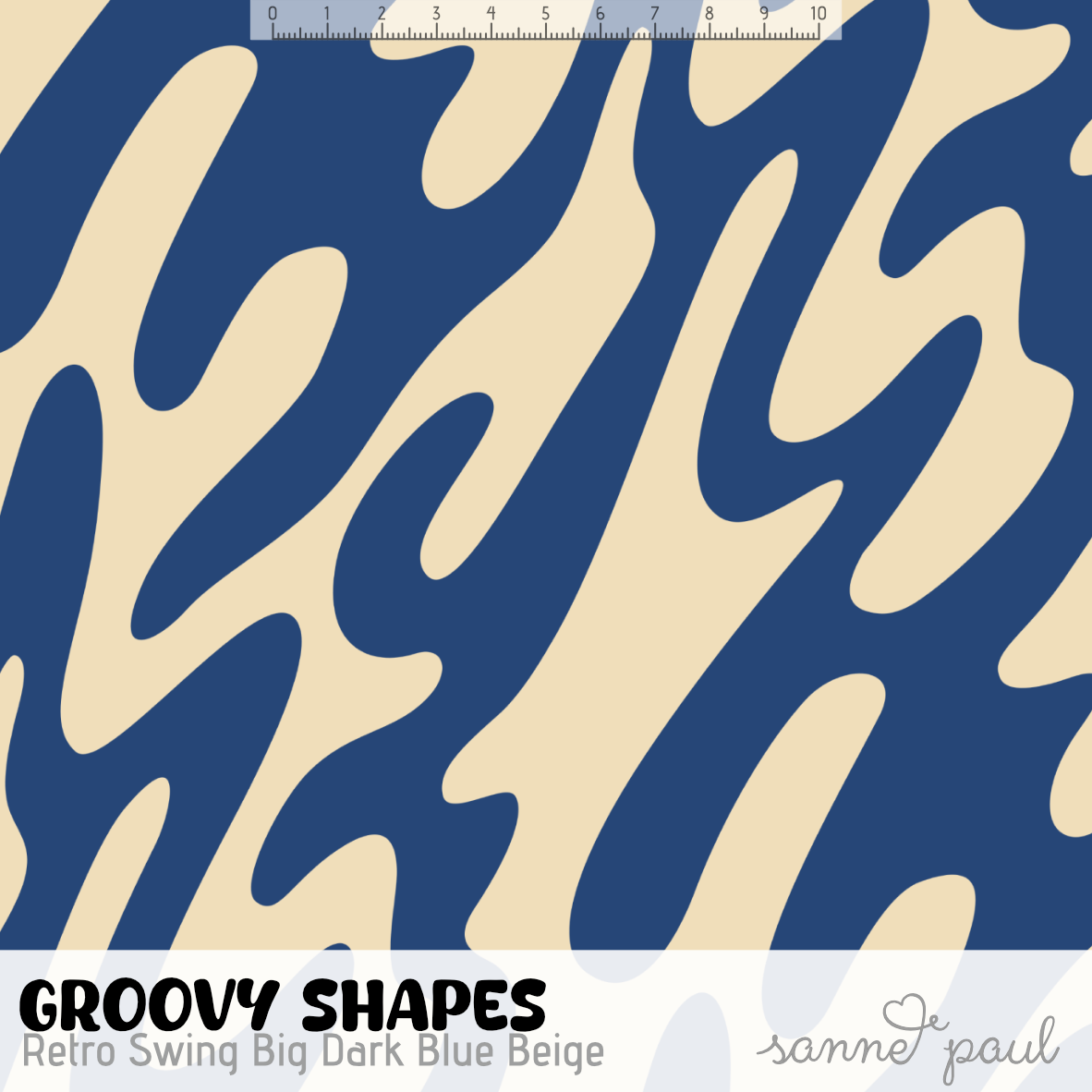 Bio Stoff - Groovy Shapes Retro Swing Big Dark blue, beige