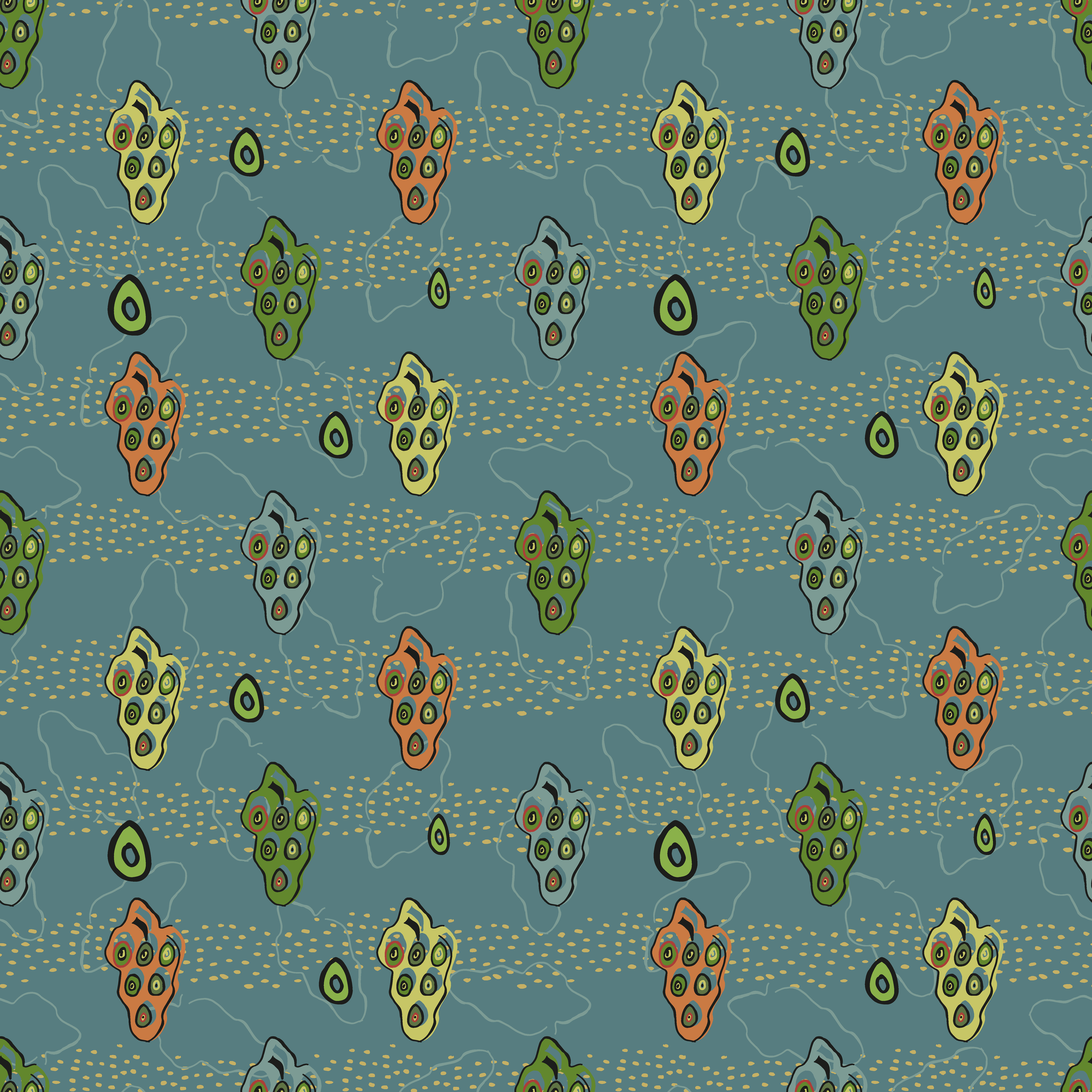 Organic Fabric - Grape Harvest Light Blue by Andrea Muehlbauer in blue