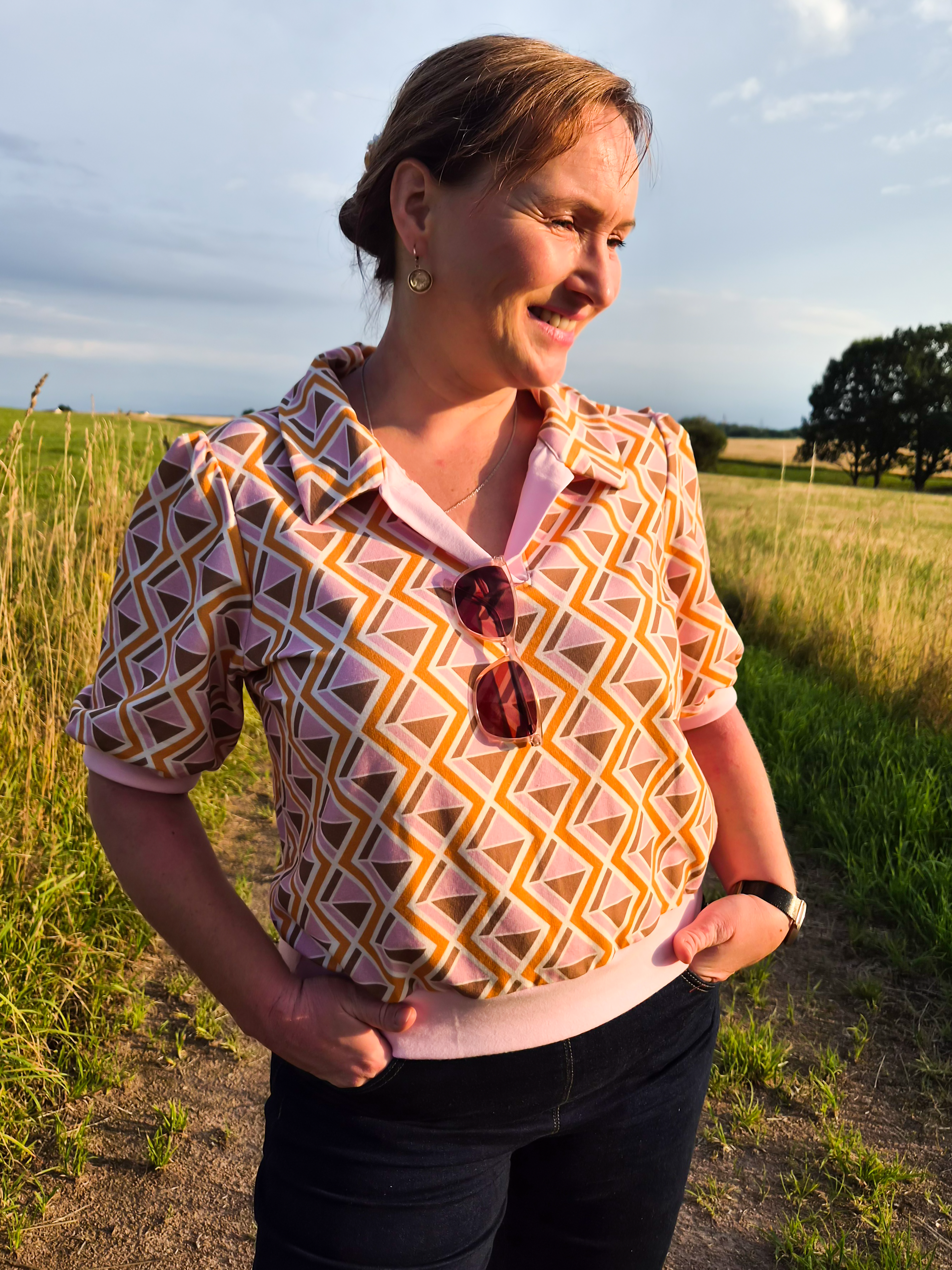 Organic fabric - Geo rosa
