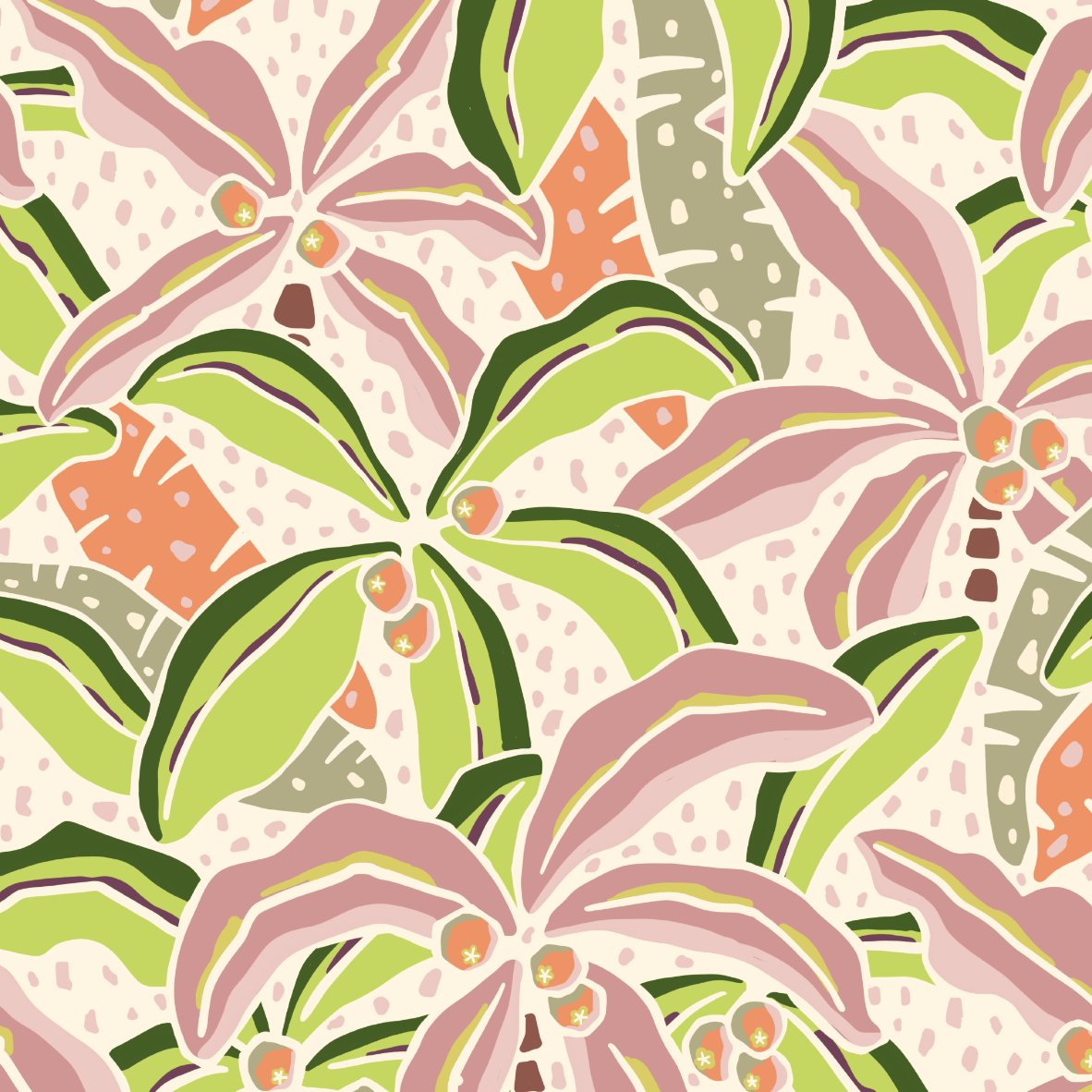 Bio Stoff  - Neo Tropica Palmen hellgrün