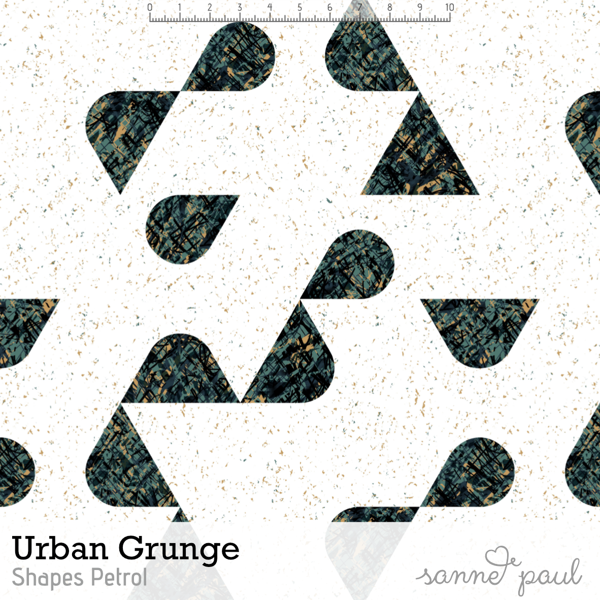 Bio Stoff - Urban Grunge Shapes Petrol von Sanne Paul in petrol