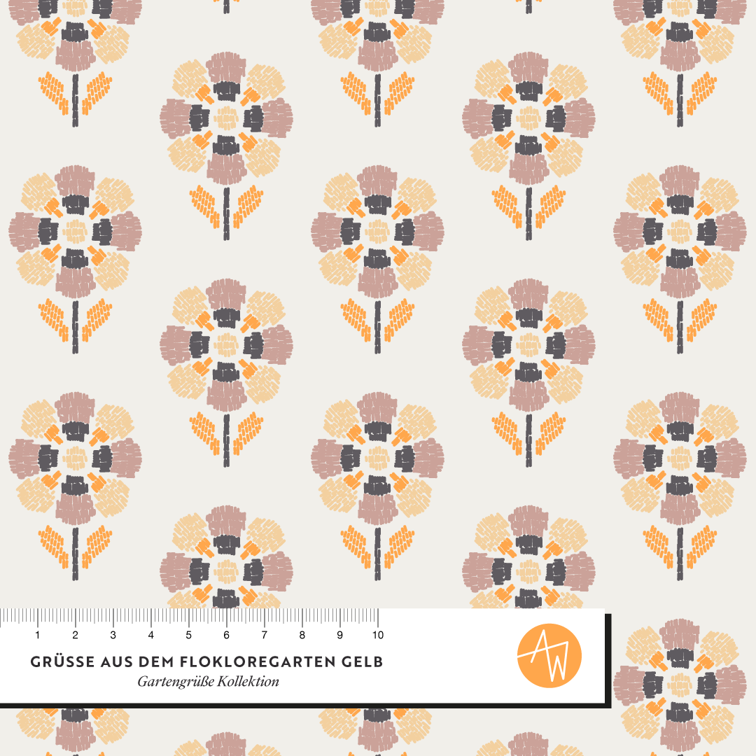 Organic Fabric  - Grüße aus dem Folkloregarten yellow