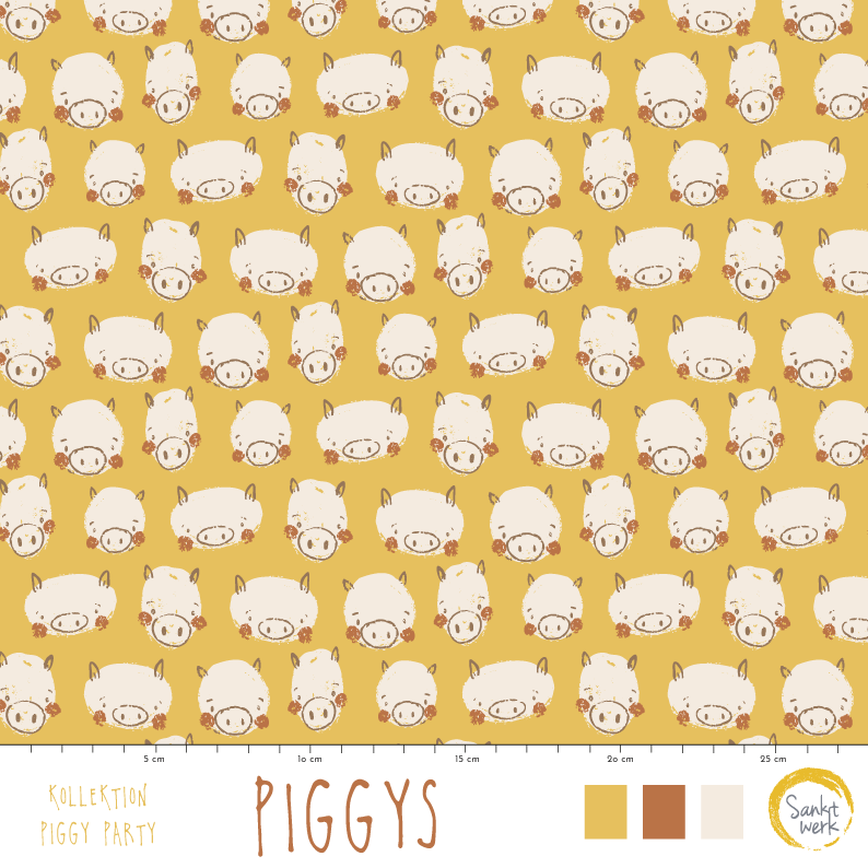 Organic fabric -  Piggy Party Piggys