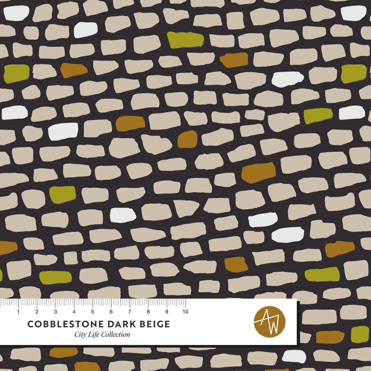 Bio Stoff  - Cobblestone Dark Beige - AlexandraWeise, beige, Geometrische Muster