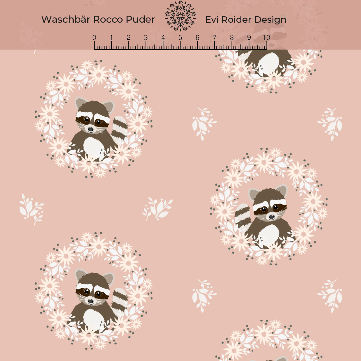 Bio Summersweat Stoff - Waschbär Rocco Puder - EviRoiderDesign, Tiere, rosa, Breite 150 cm Bio Summersweat Stoff - Waschbär Rocco Puder - EviRoiderDesign, Tiere, rosa, Breite 150 cm