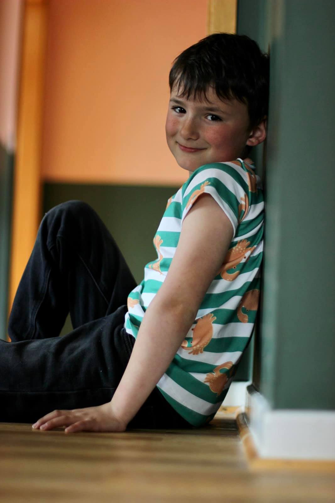 Bio Stoff  -  Krabben Krabbeln grünweiß 