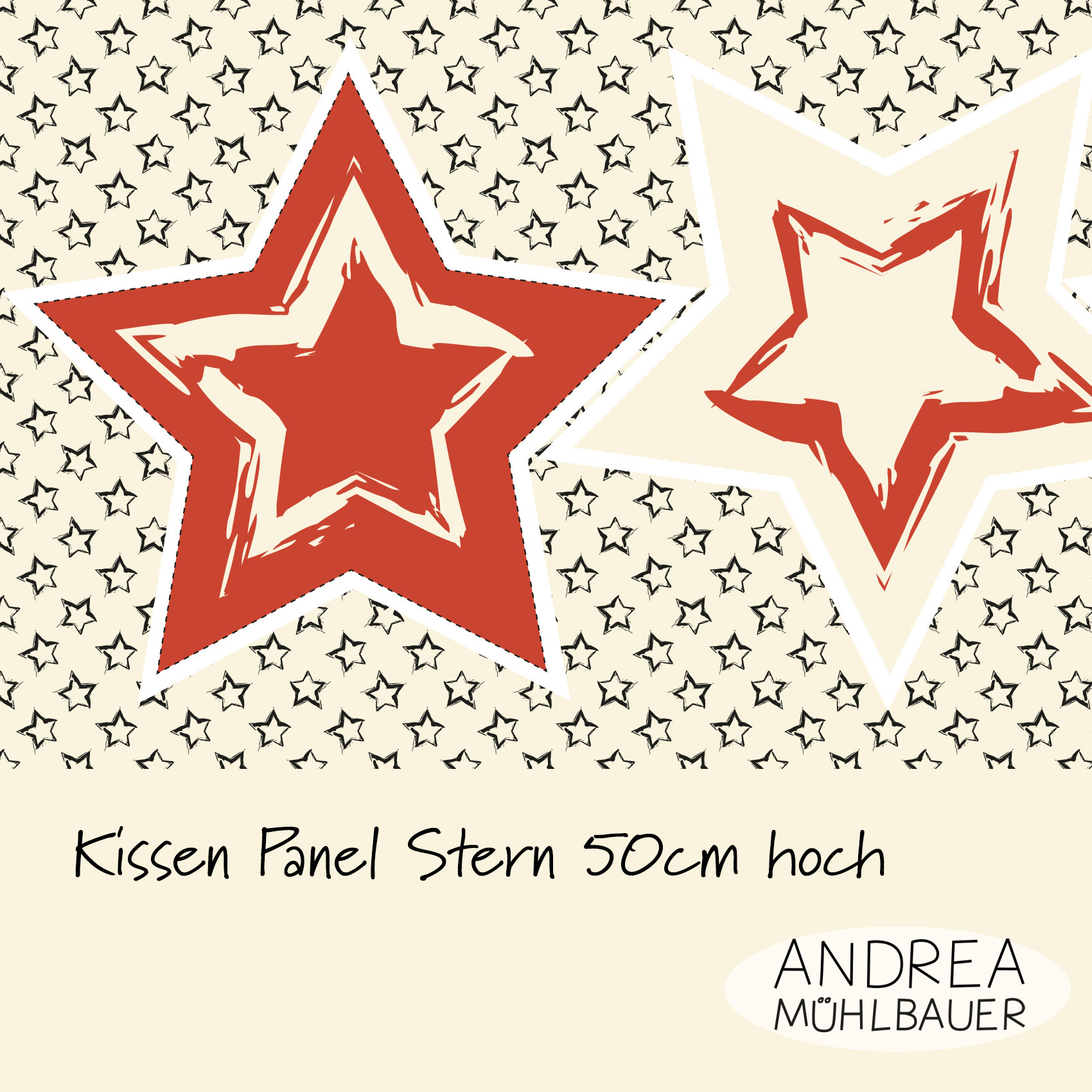 Bio Webware Stoff - 50 cm Panel Kissen Stern - AndreaMuehlbauer, rot, 100% Bio-Baumwolle Bio Webware Stoff - 50 cm Panel Kissen Stern - AndreaMuehlbauer, rot, 100% Bio-Baumwolle