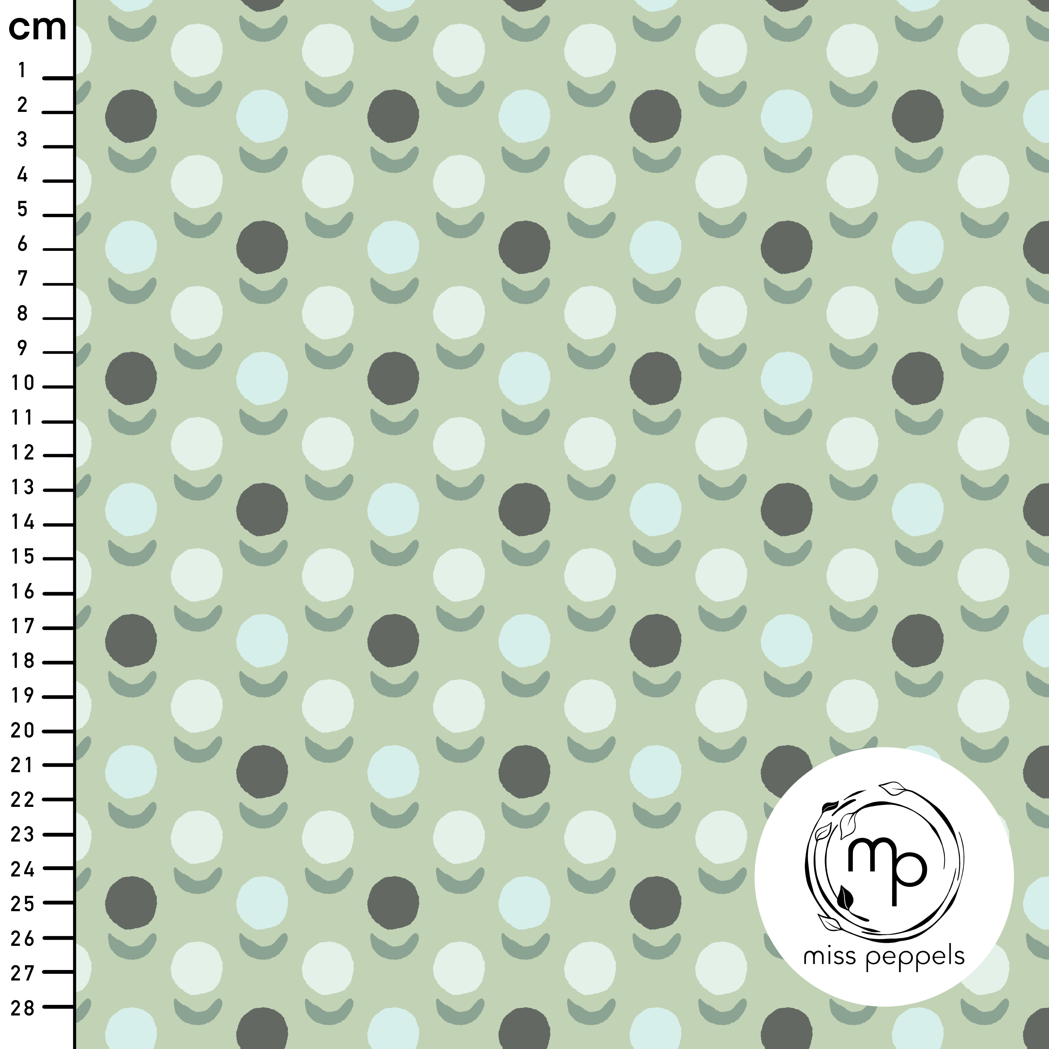 Bio Fabric - Floral Dots2 by misspeppels in mint