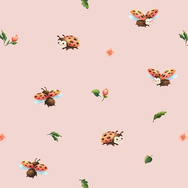 Organic fabric  -  Marienkäfer pink