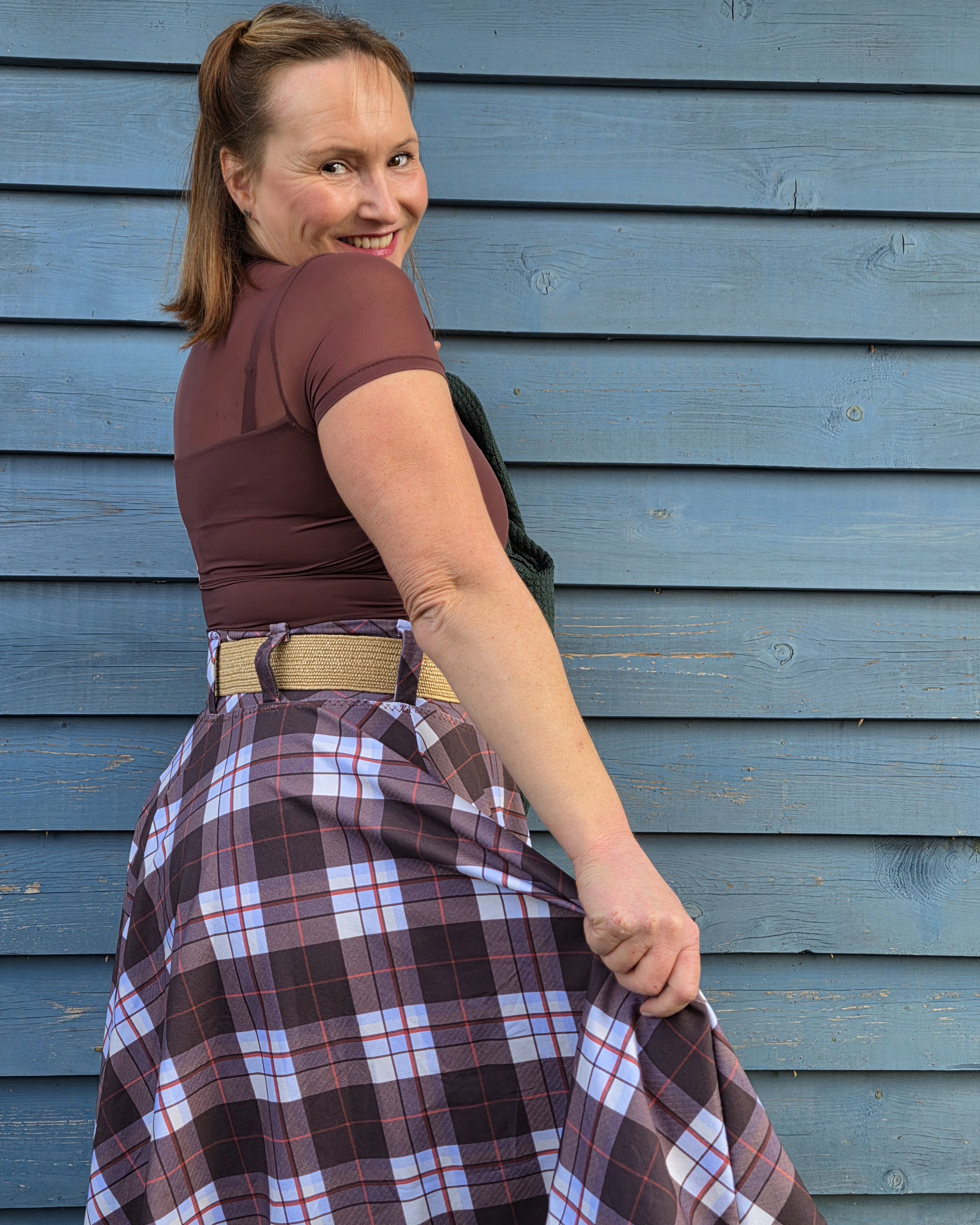 Organic fabric  - Cozy Diagonal Plaid brown - Alexandra Weise