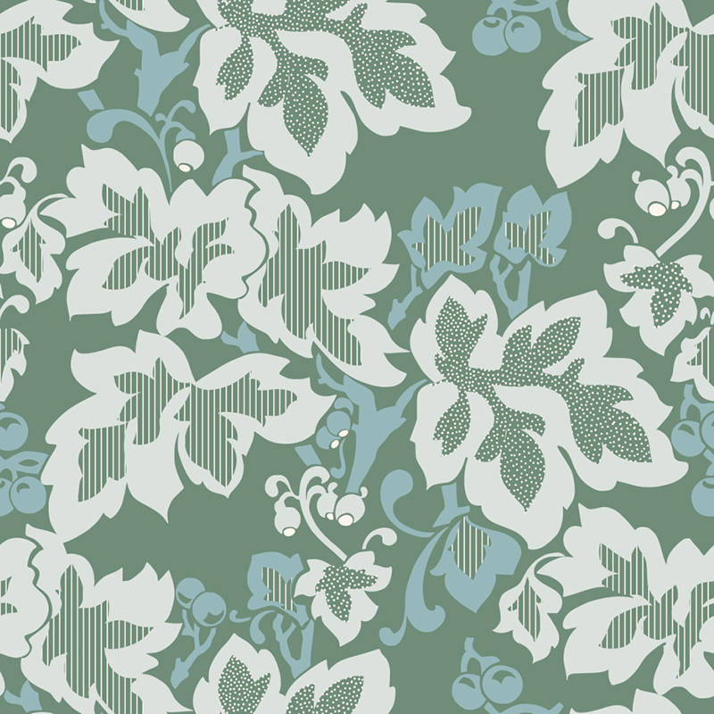 Organic fabric - Botanical Cottage Vine Leaves green