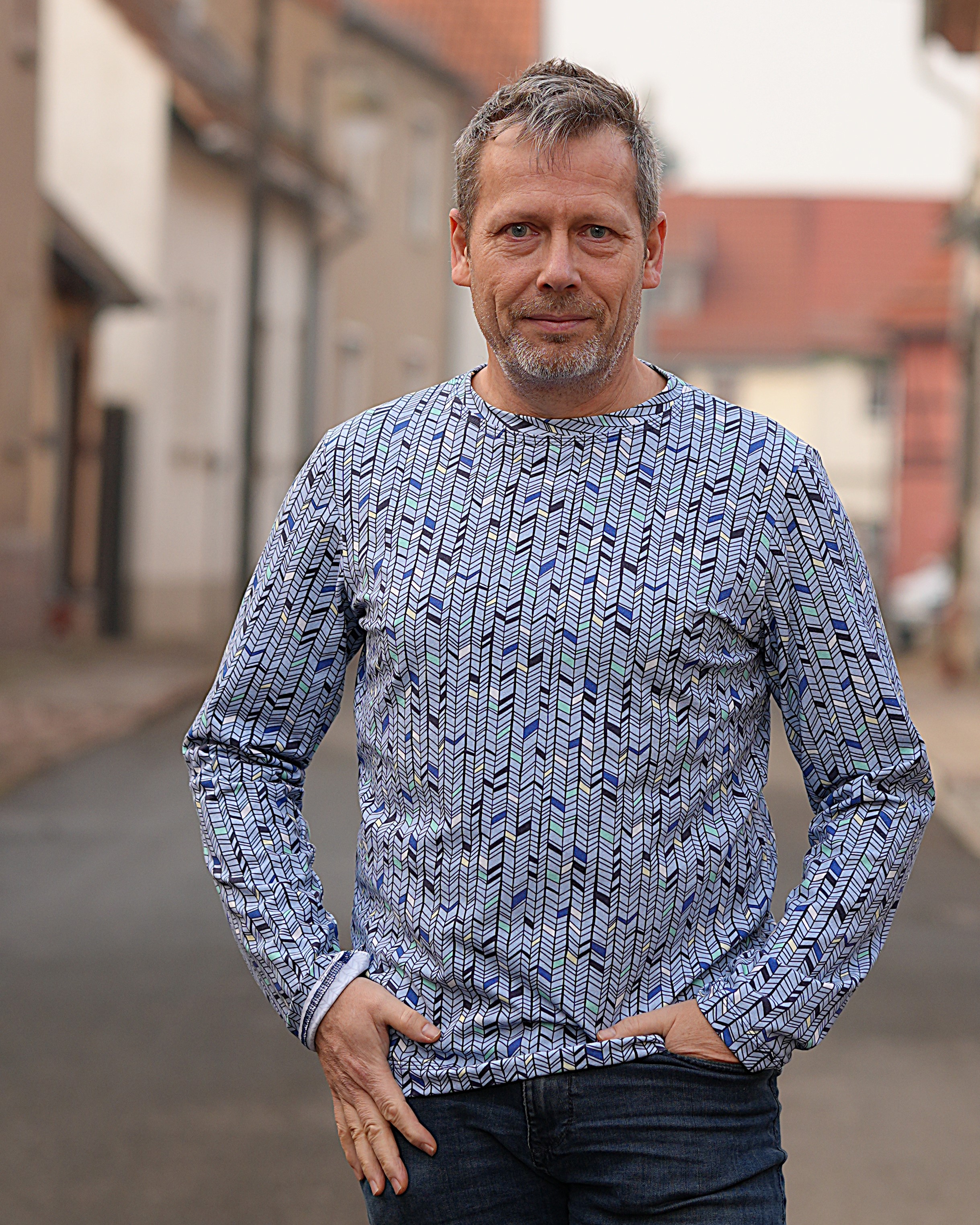 Organic fabric  - Colourful Herringbone creme