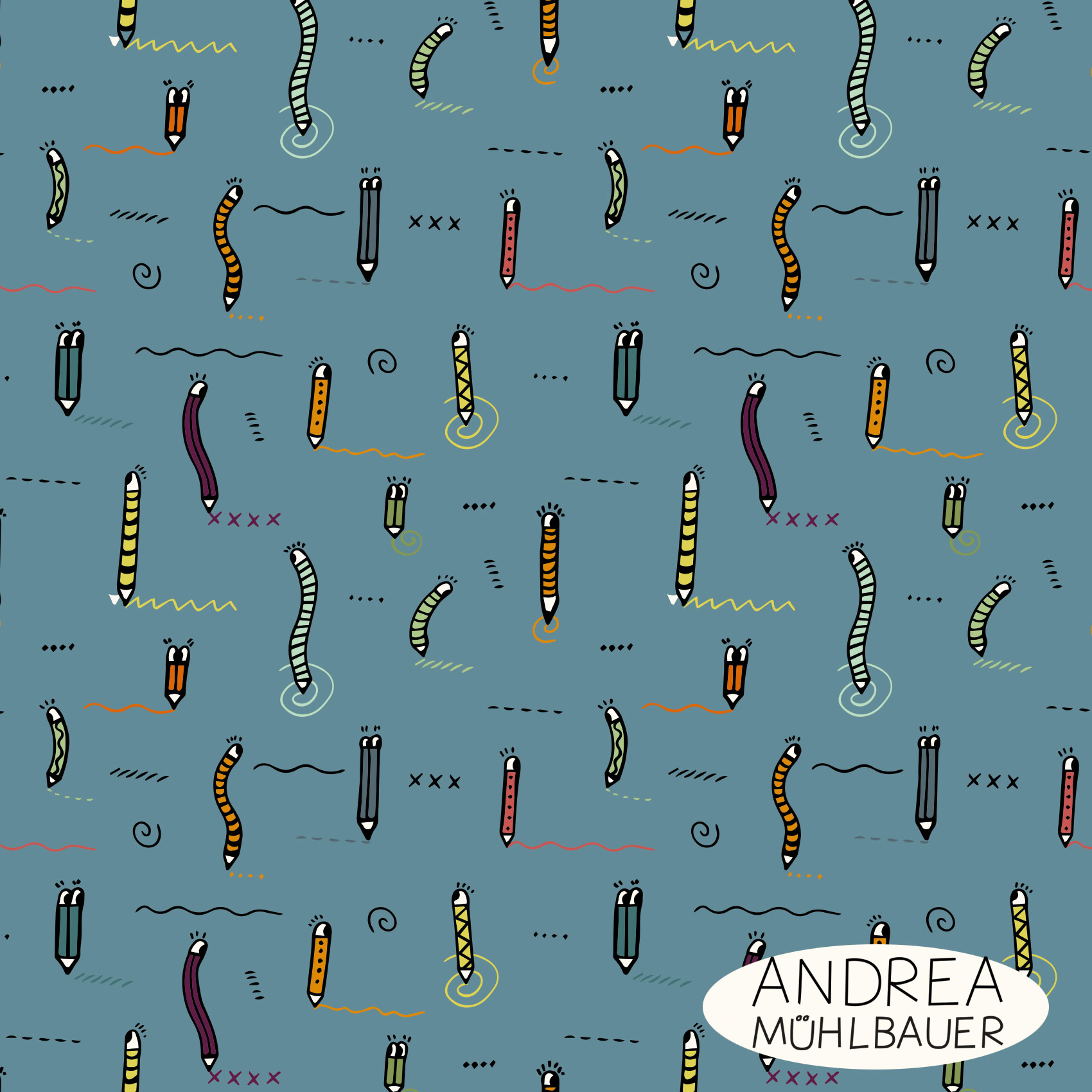 Bio Stoff - Stifte Blau von Andrea Muehlbauer in blau