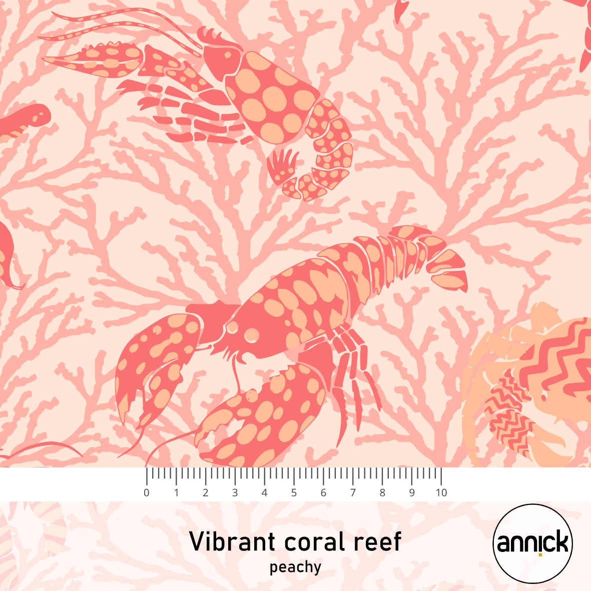 Bio Stoff - Vibrant Coral Reef Peachy by Annick in pink