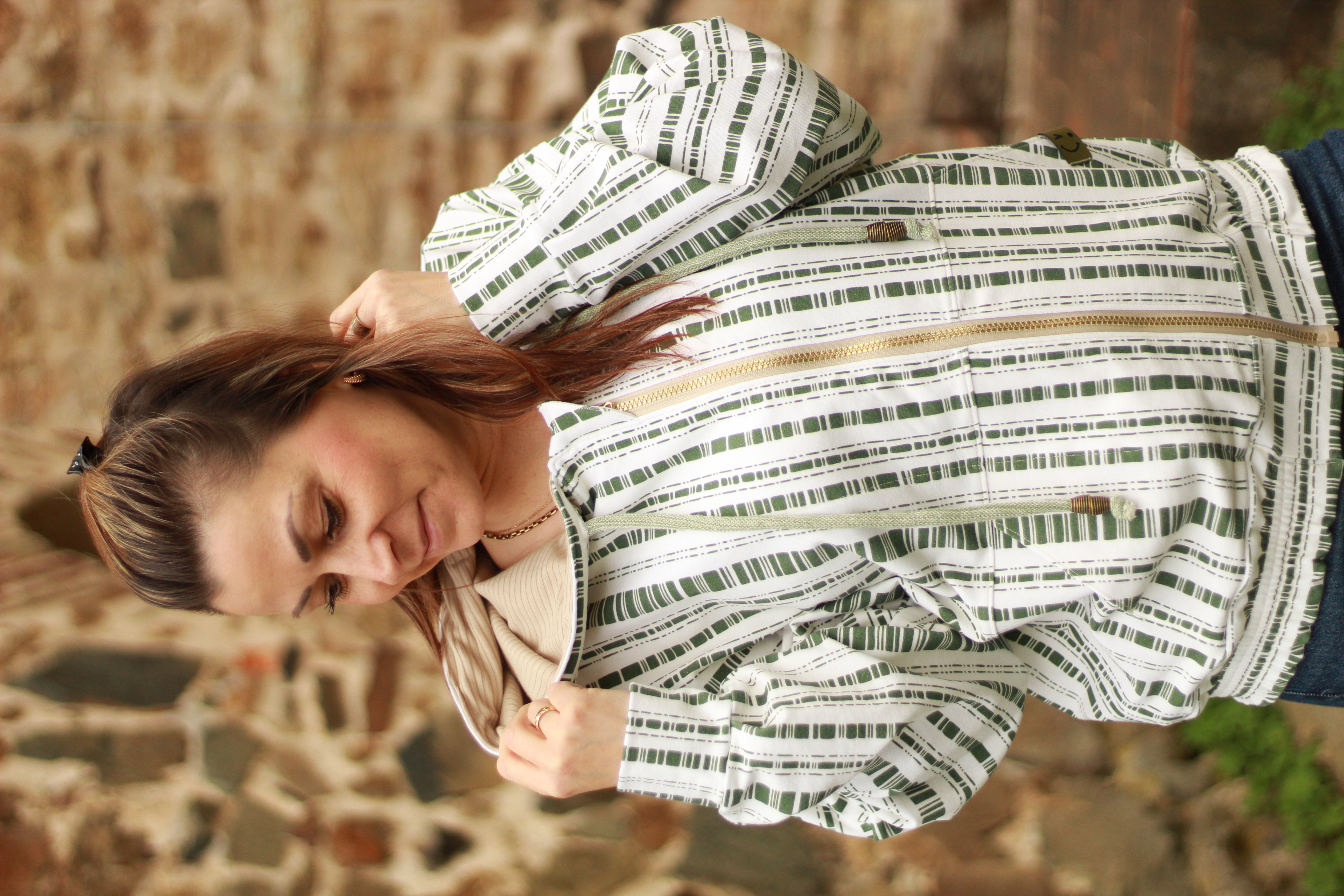 Bio Stoff  - Neo Tropica Boho Streifen grün