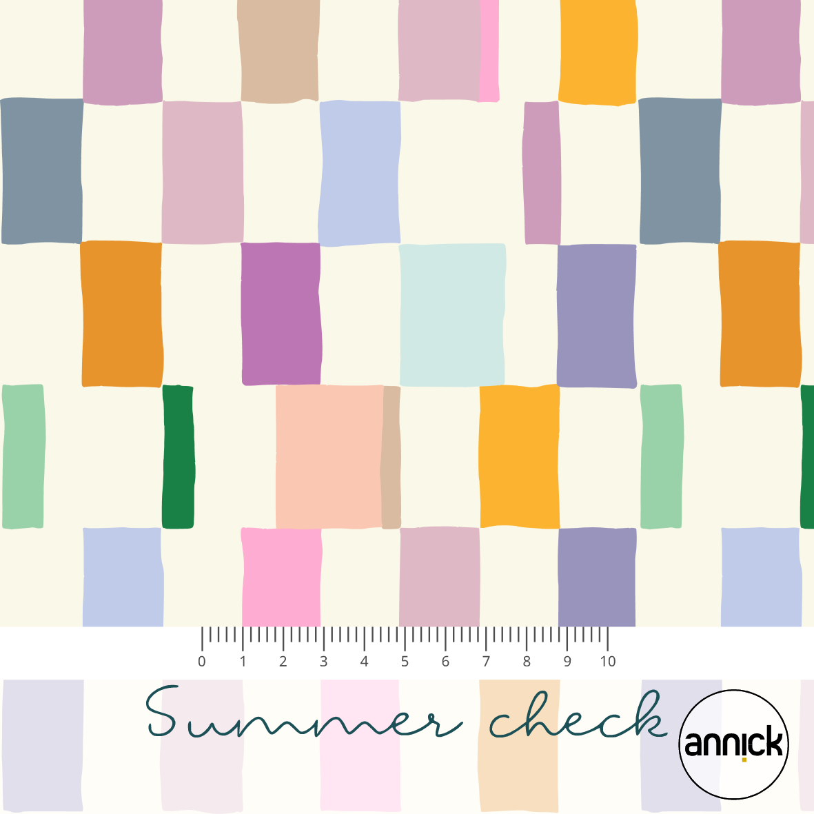 Bio Stoff  -  Summer Check  - Annick, bunt, Kariert, Abstrakt