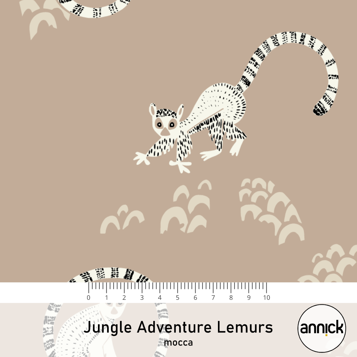 Bio Stoff - Jungle Adventure Lemurs Mocca von Annick in braun