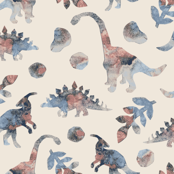 Bio Stoff  - Watercolor Dinos creme