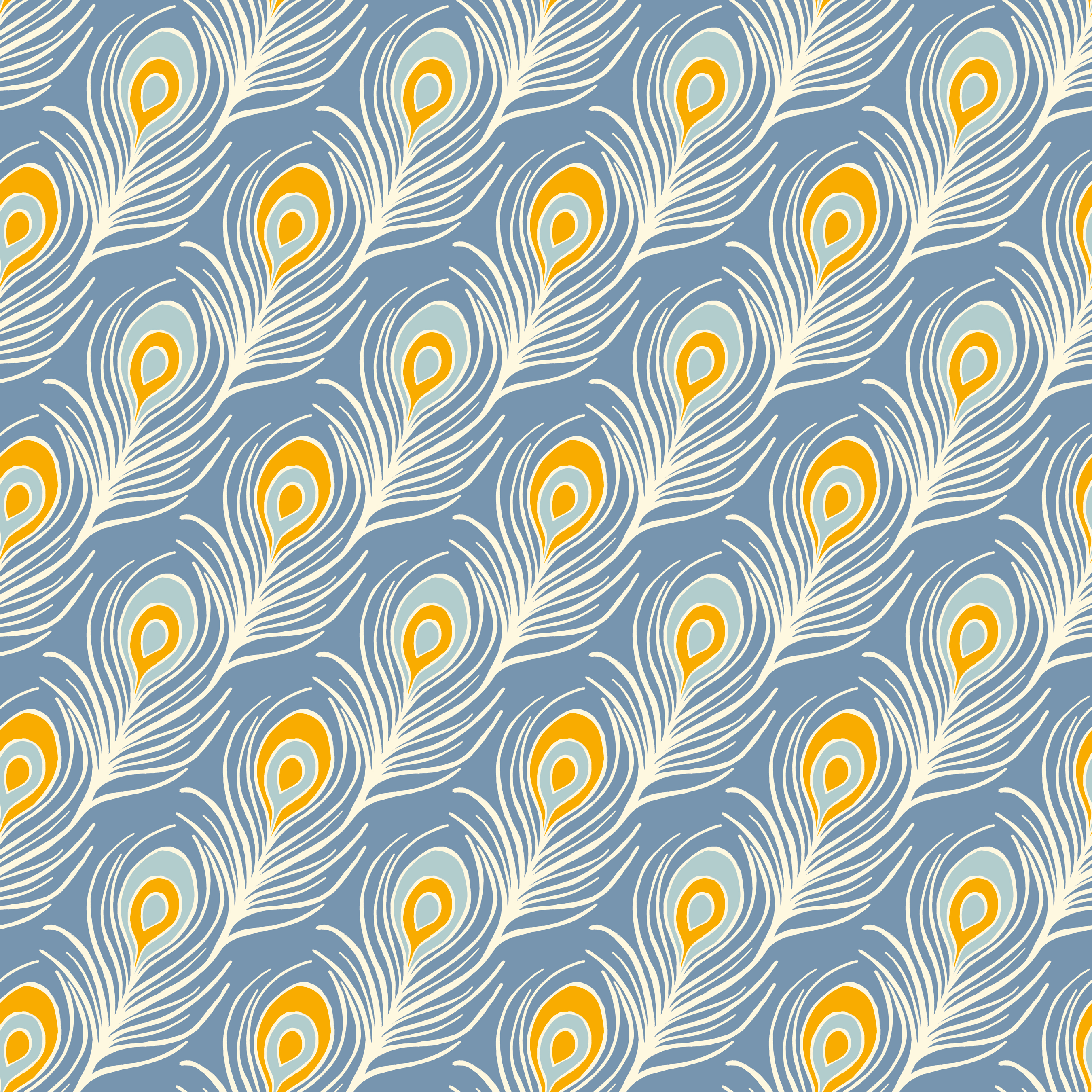 Bio Fabric - Blue Feathers Big by misspeppels in blue